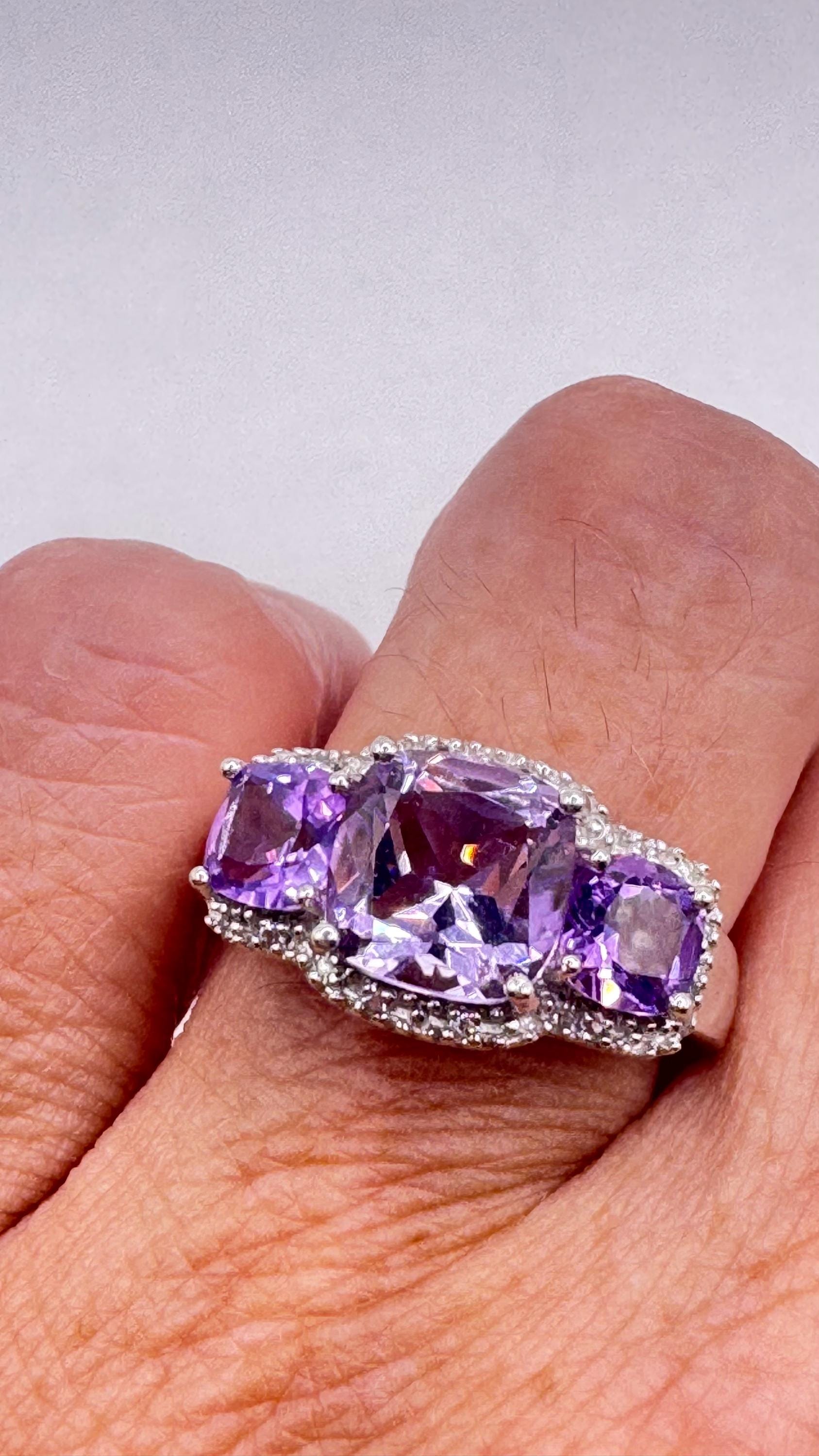 Vintage Purple Amethyst 925 Sterling Silver Ring
