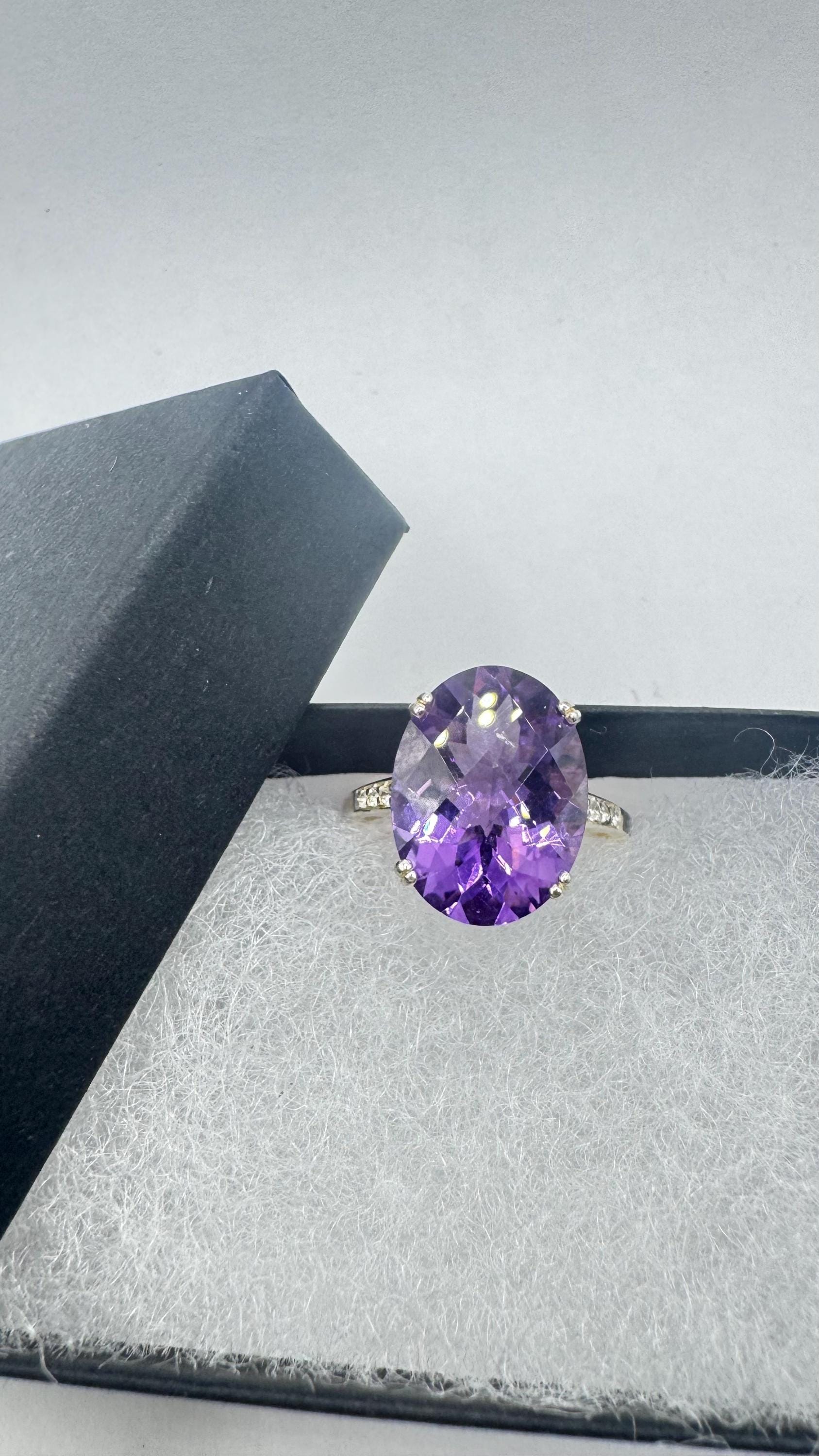 Vintage Purple Amethyst 925 Sterling Silver Ring