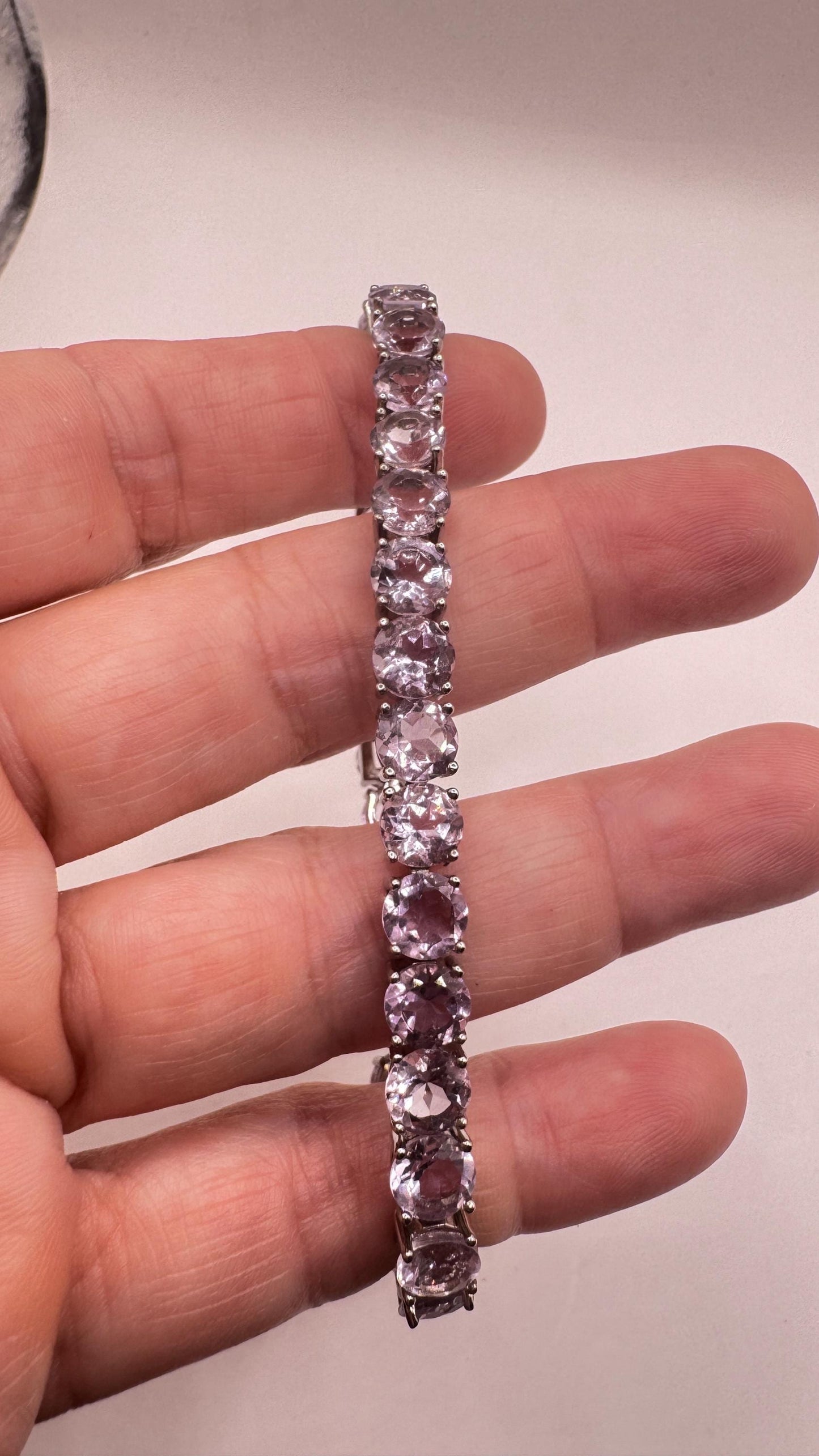Vintage Purple Amethyst Tennis Bracelet in 925 Sterling Silver