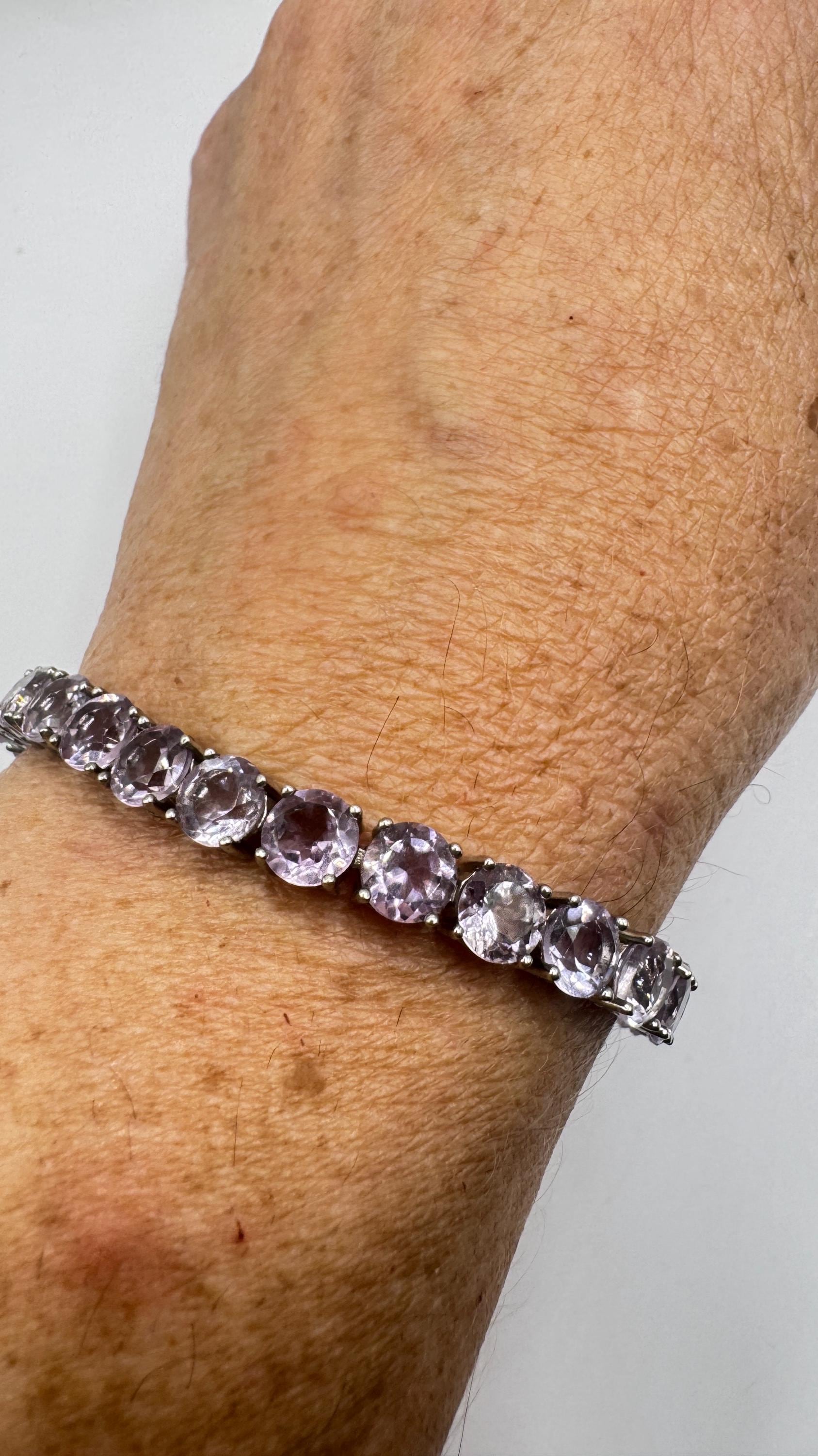 Vintage Purple Amethyst Tennis Bracelet in 925 Sterling Silver