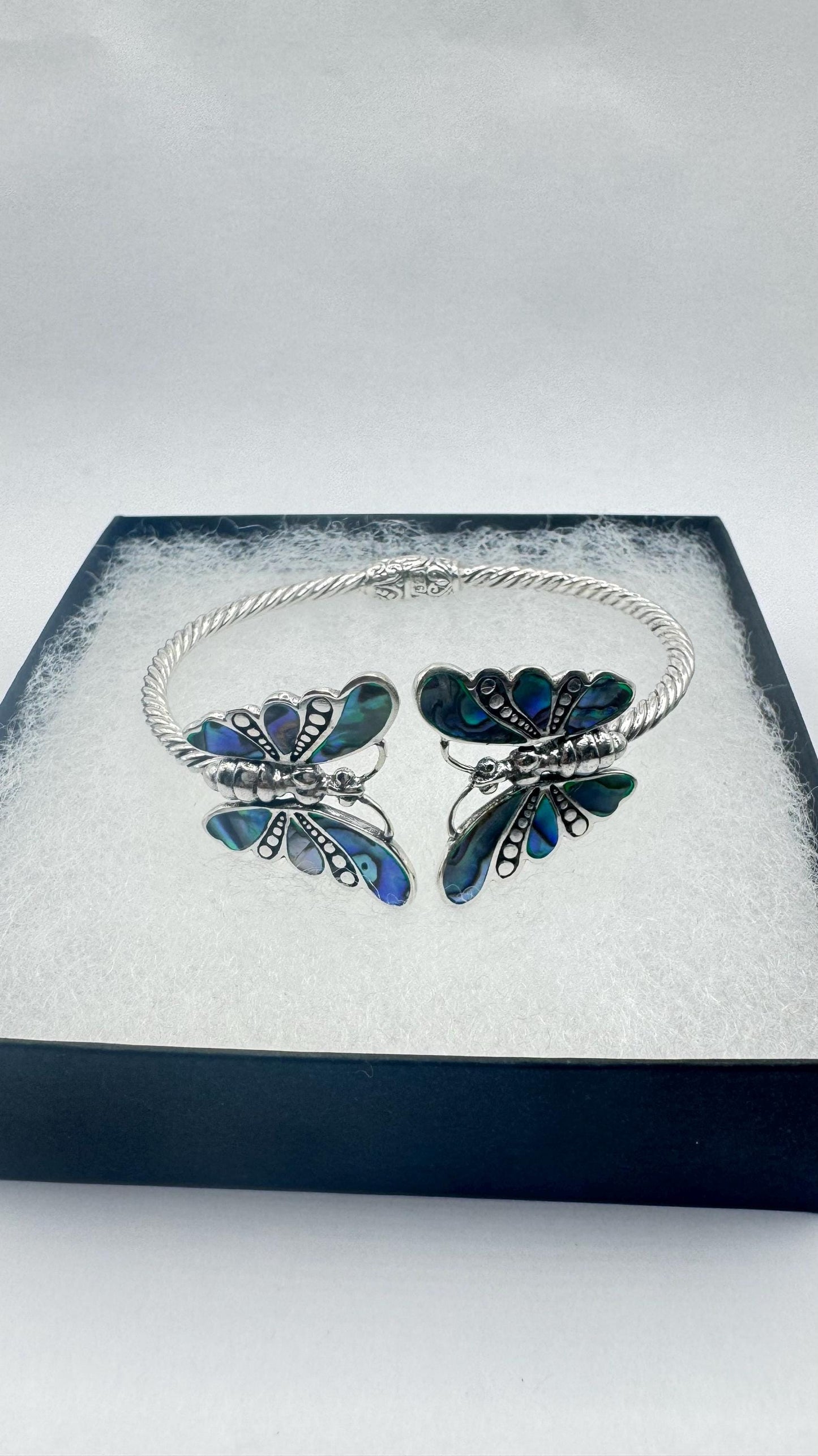 Vintage Butterfly 925 Sterling Silver Cuff Bangle Bracelet