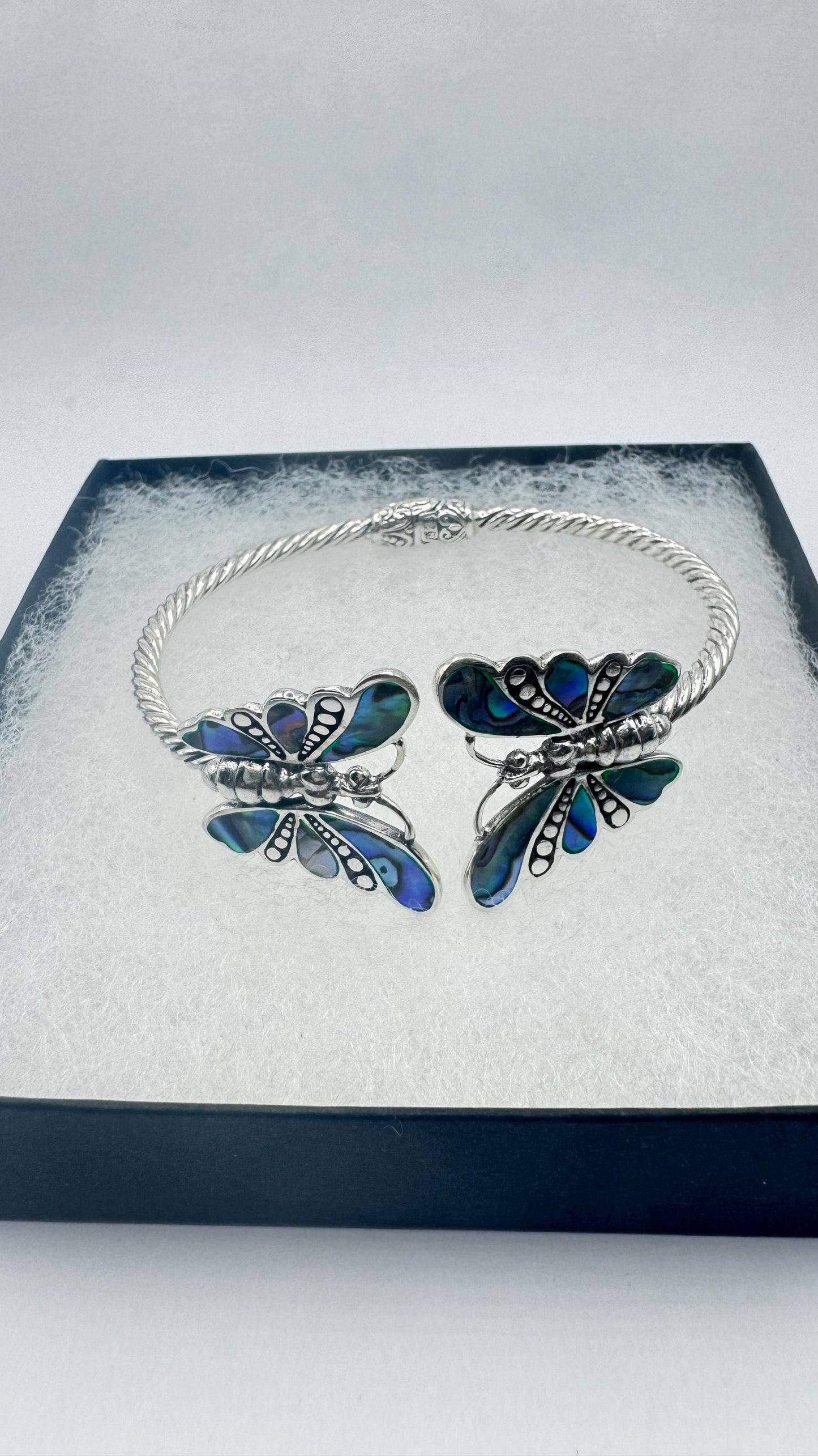 Vintage Butterfly 925 Sterling Silver Cuff Bangle Bracelet