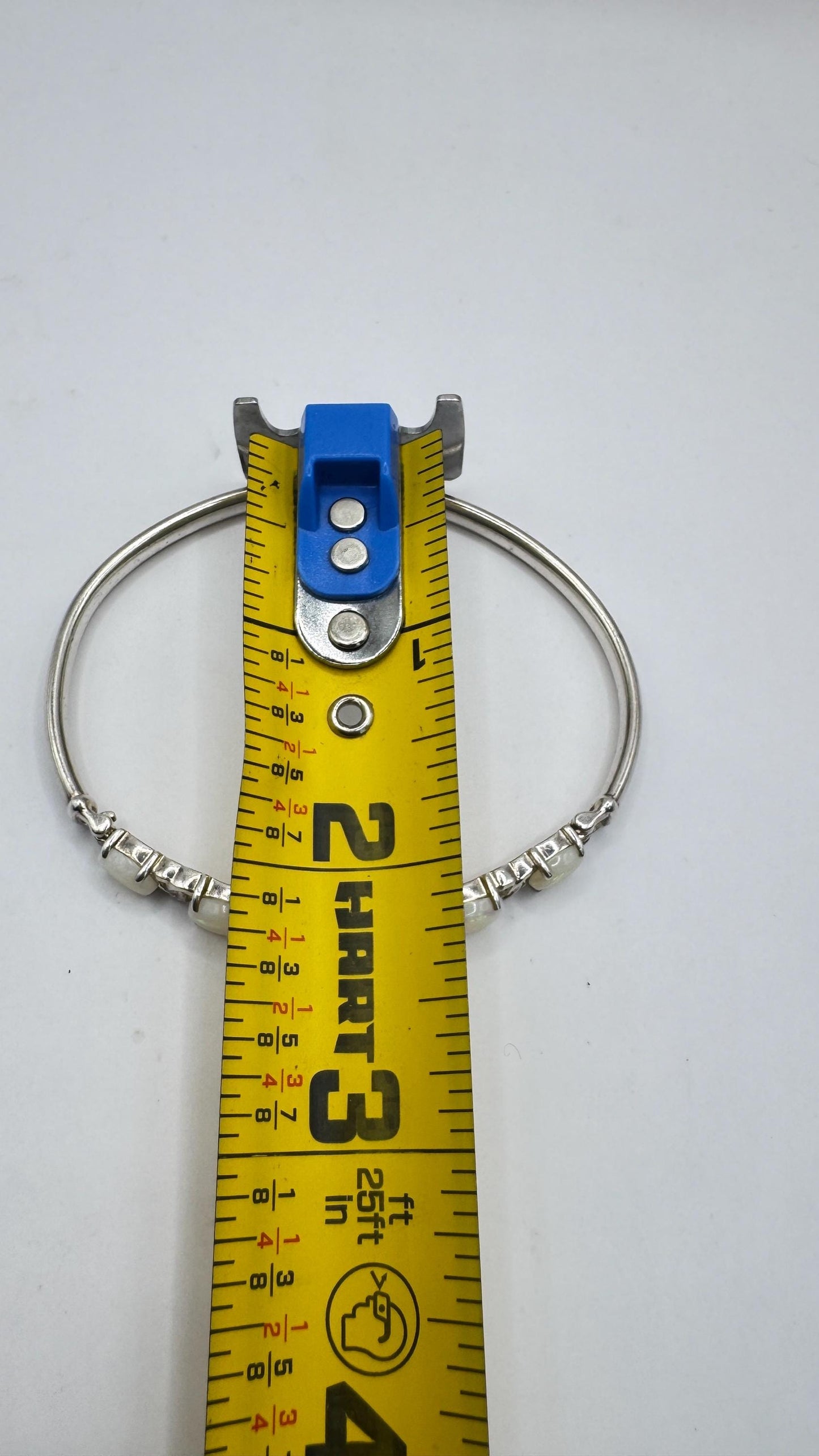 Vintage Blue Fire Opal Bangle Cuff Bracelet 925 Sterling Silver