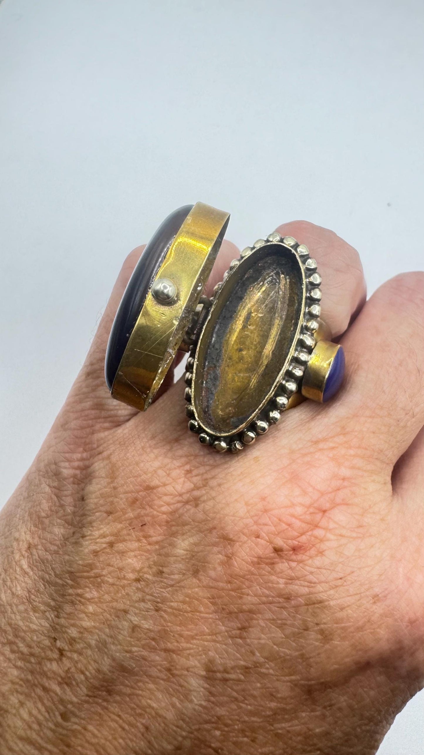 vintage purple amethyst poison pillbox Adjustable Ring