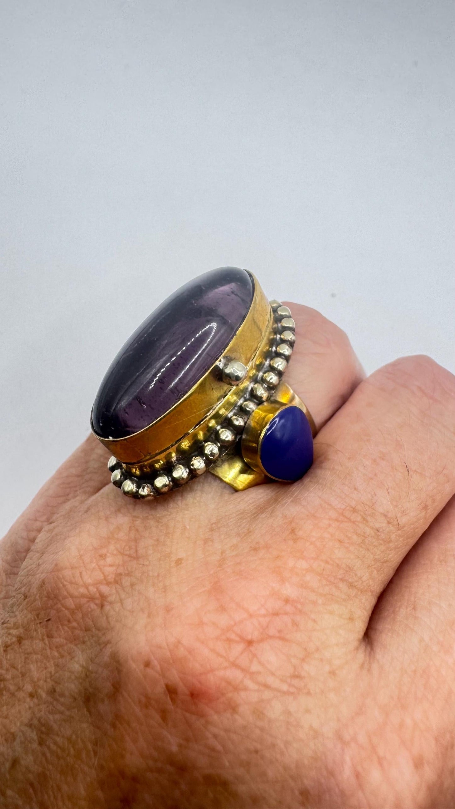 vintage purple amethyst poison pillbox Adjustable Ring