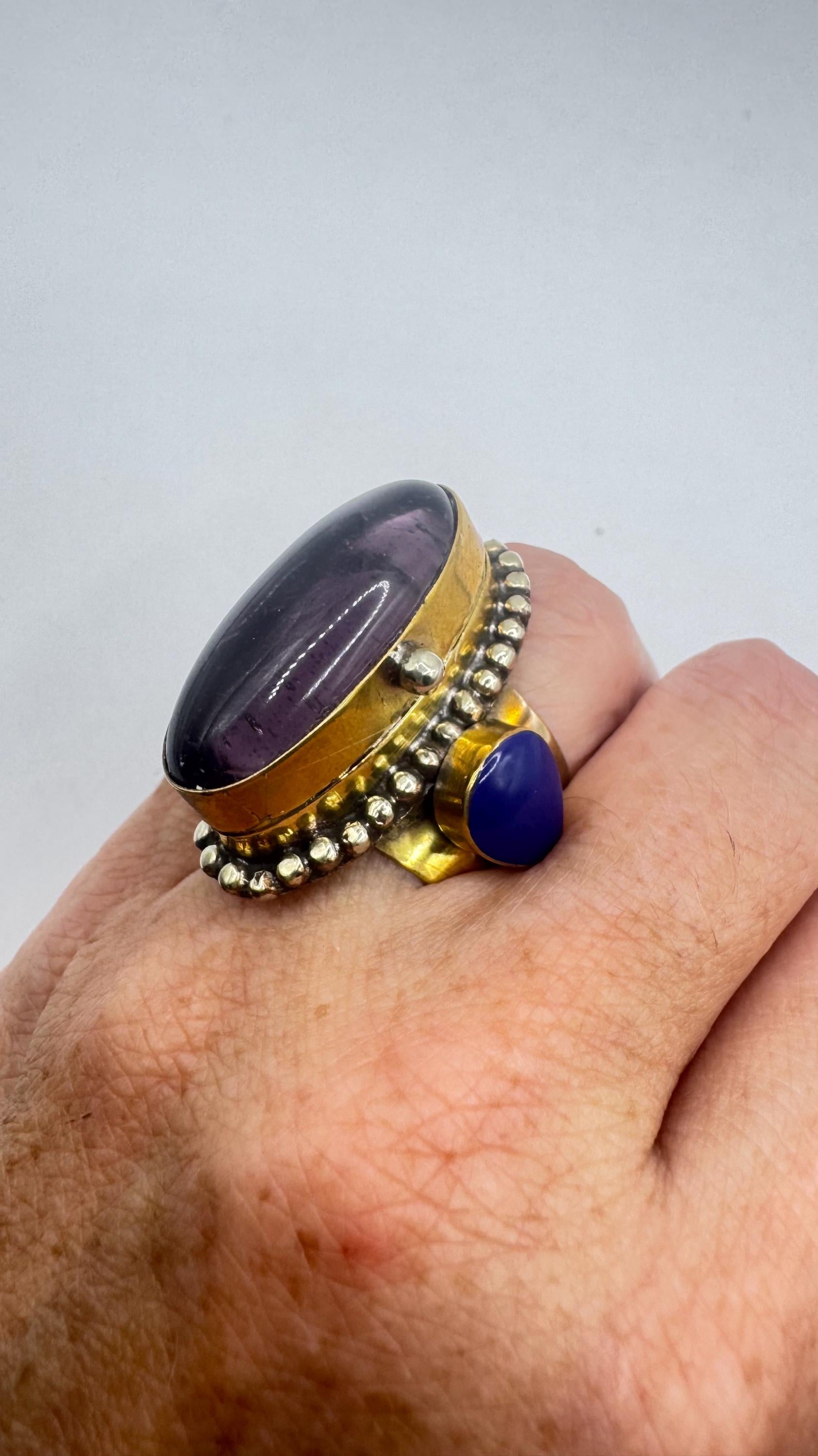vintage purple amethyst poison pillbox Adjustable Ring