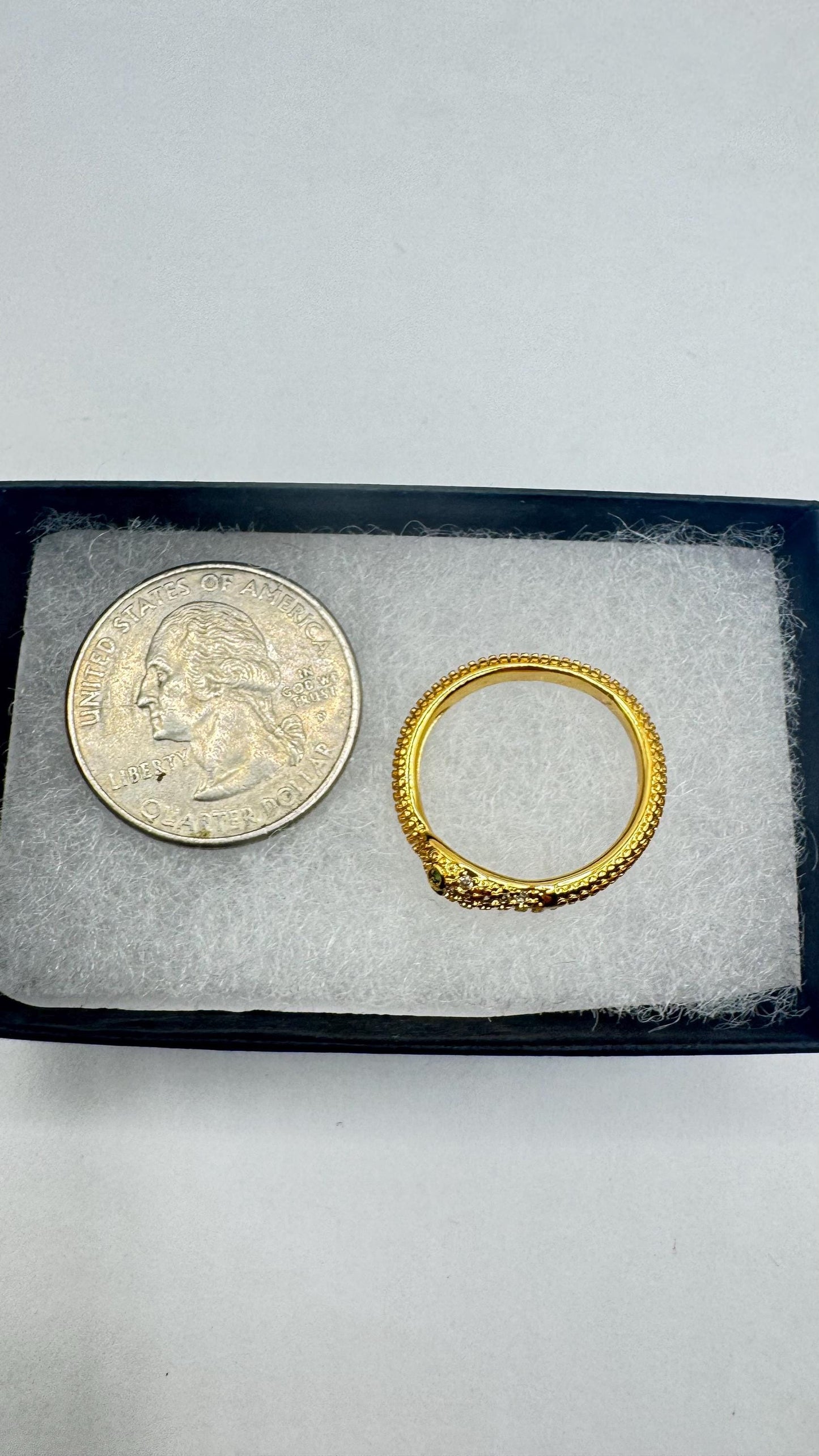 Vintage Snake Ring Gold Filled Crystal Cocktail Ring