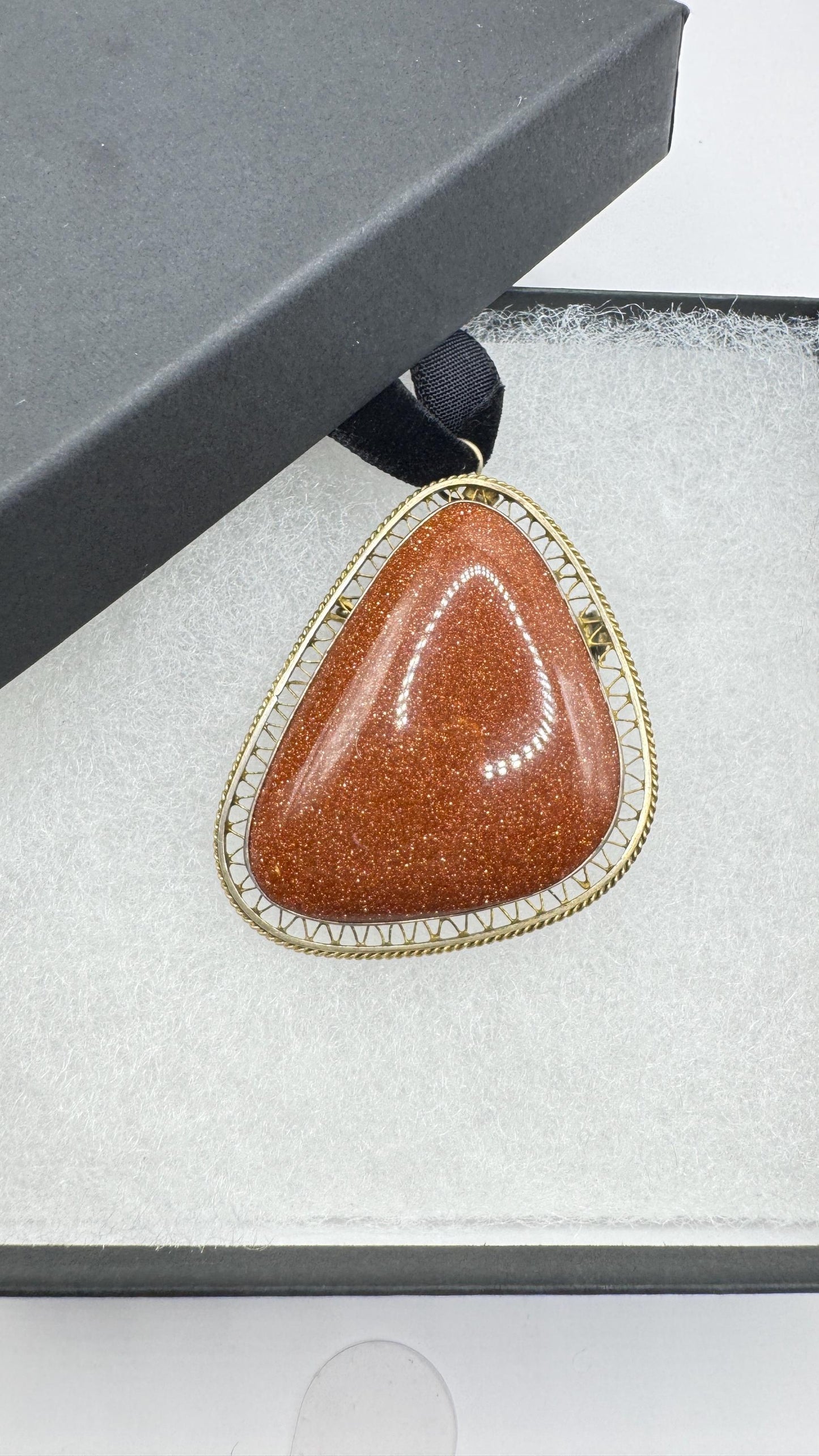 Vintage Goldstone Choker Gold Filled Necklace Pin Brooch