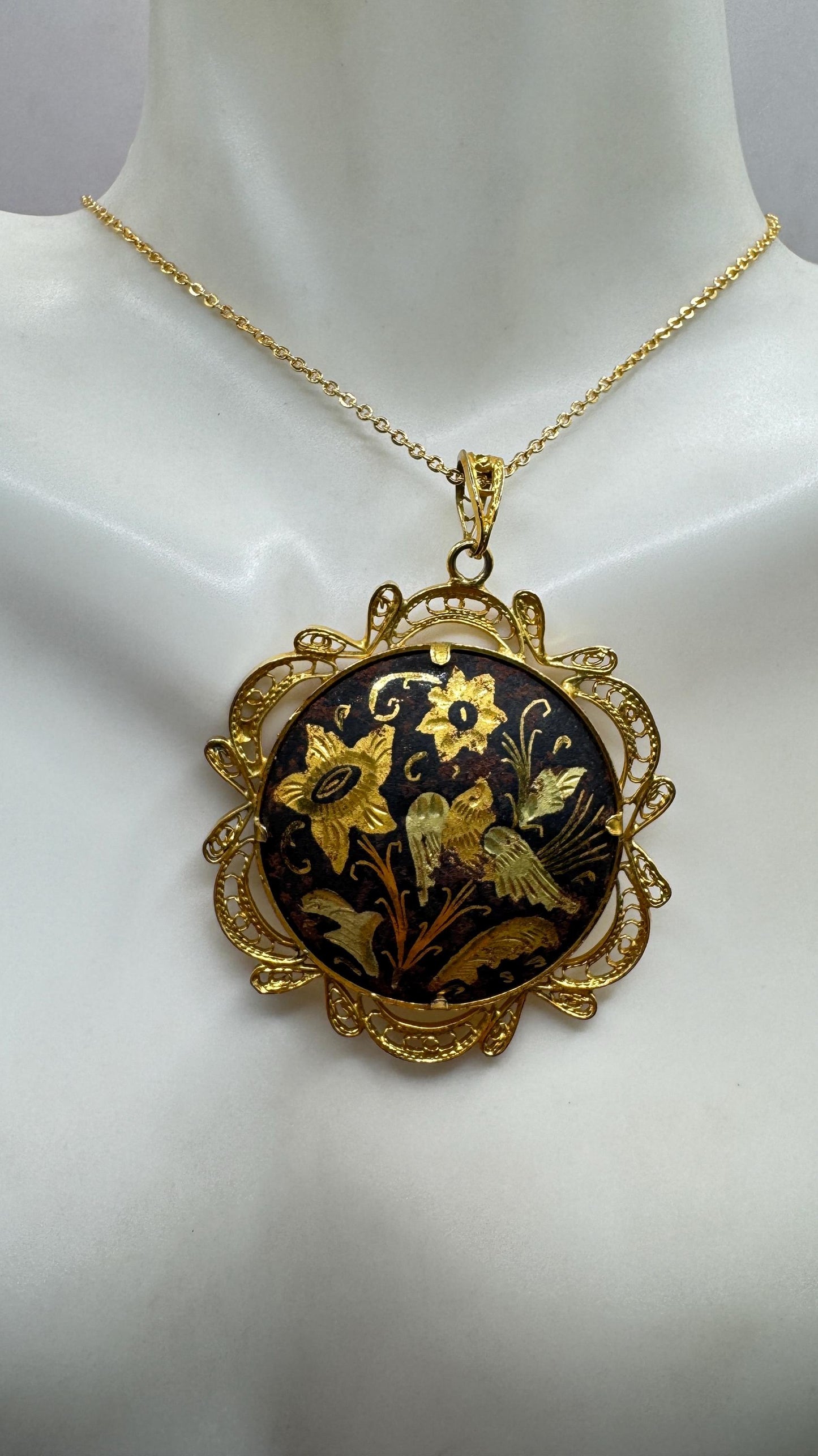 Vintage Gold Damascine Choker Gold Filled Necklace