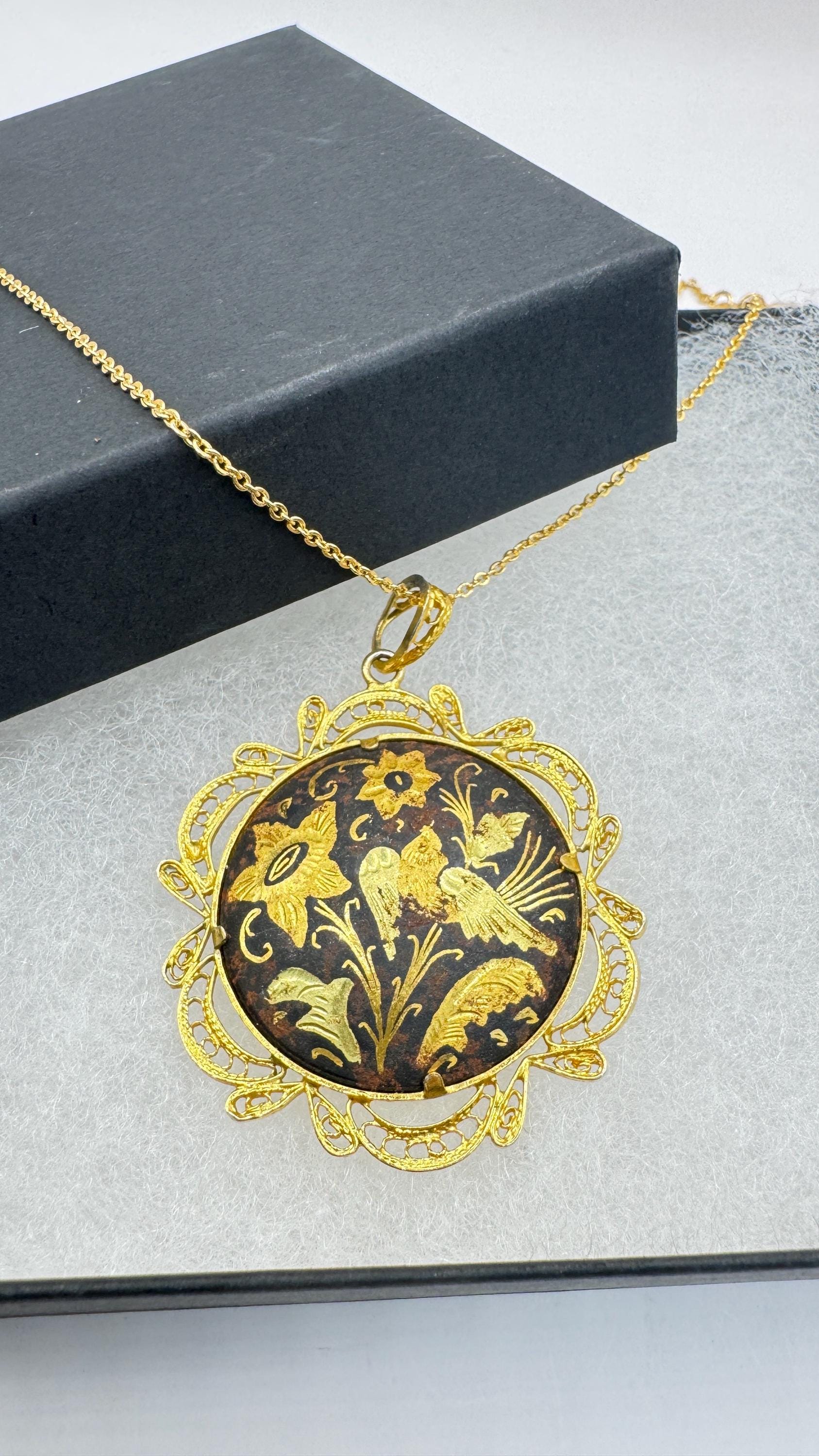 Vintage Gold Damascine Choker Gold Filled Necklace