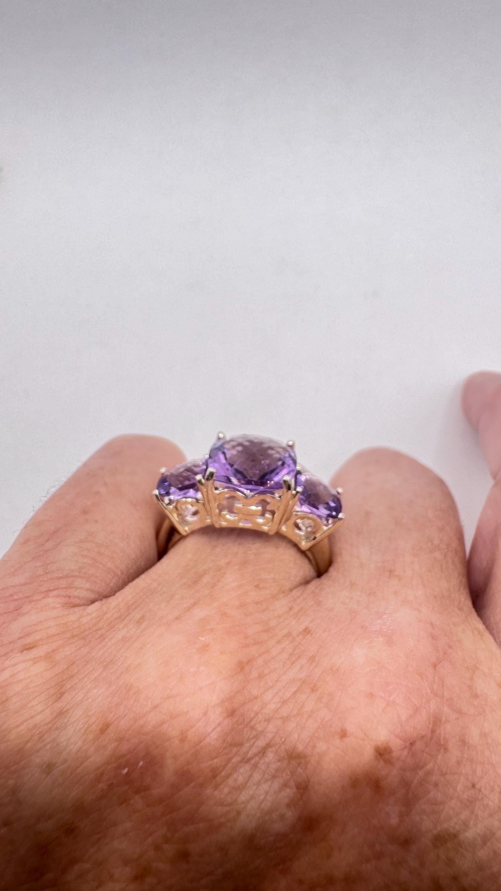Vintage Purple Amethyst 925 Sterling Silver Ring