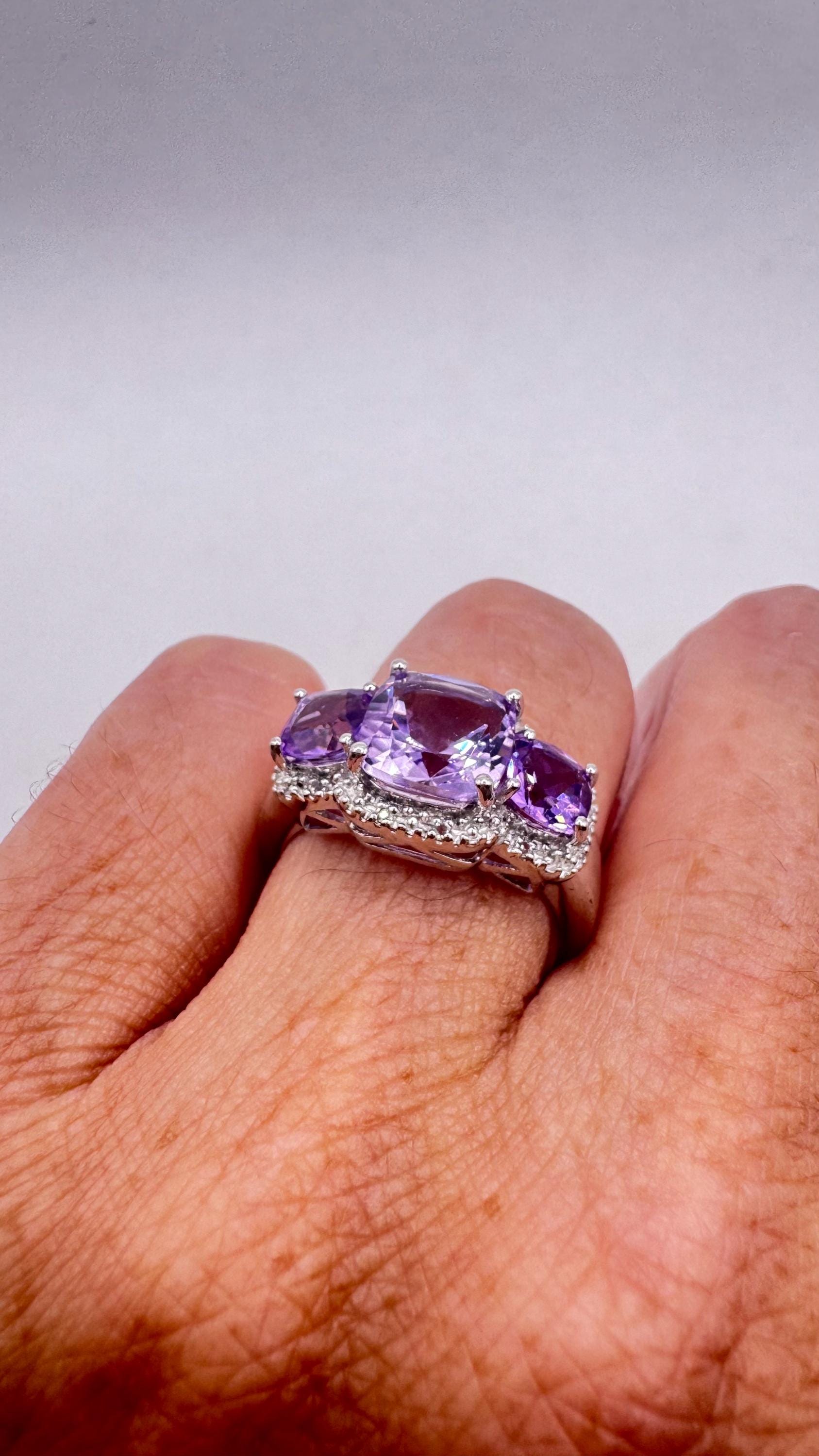 Vintage Purple Amethyst 925 Sterling Silver Ring