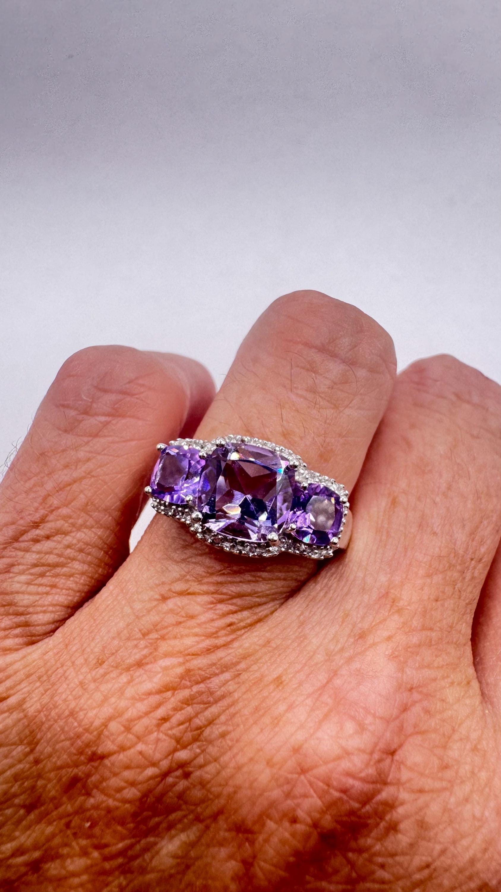 Vintage Purple Amethyst 925 Sterling Silver Ring