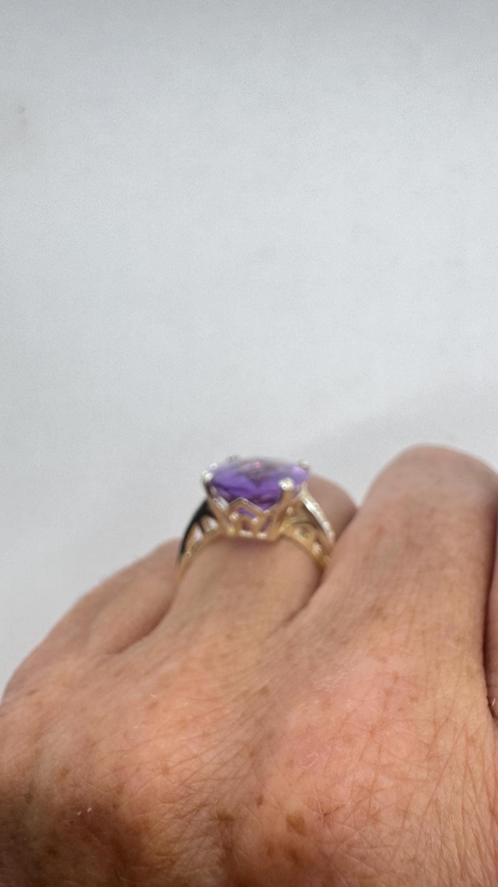Vintage Purple Amethyst 925 Sterling Silver Ring