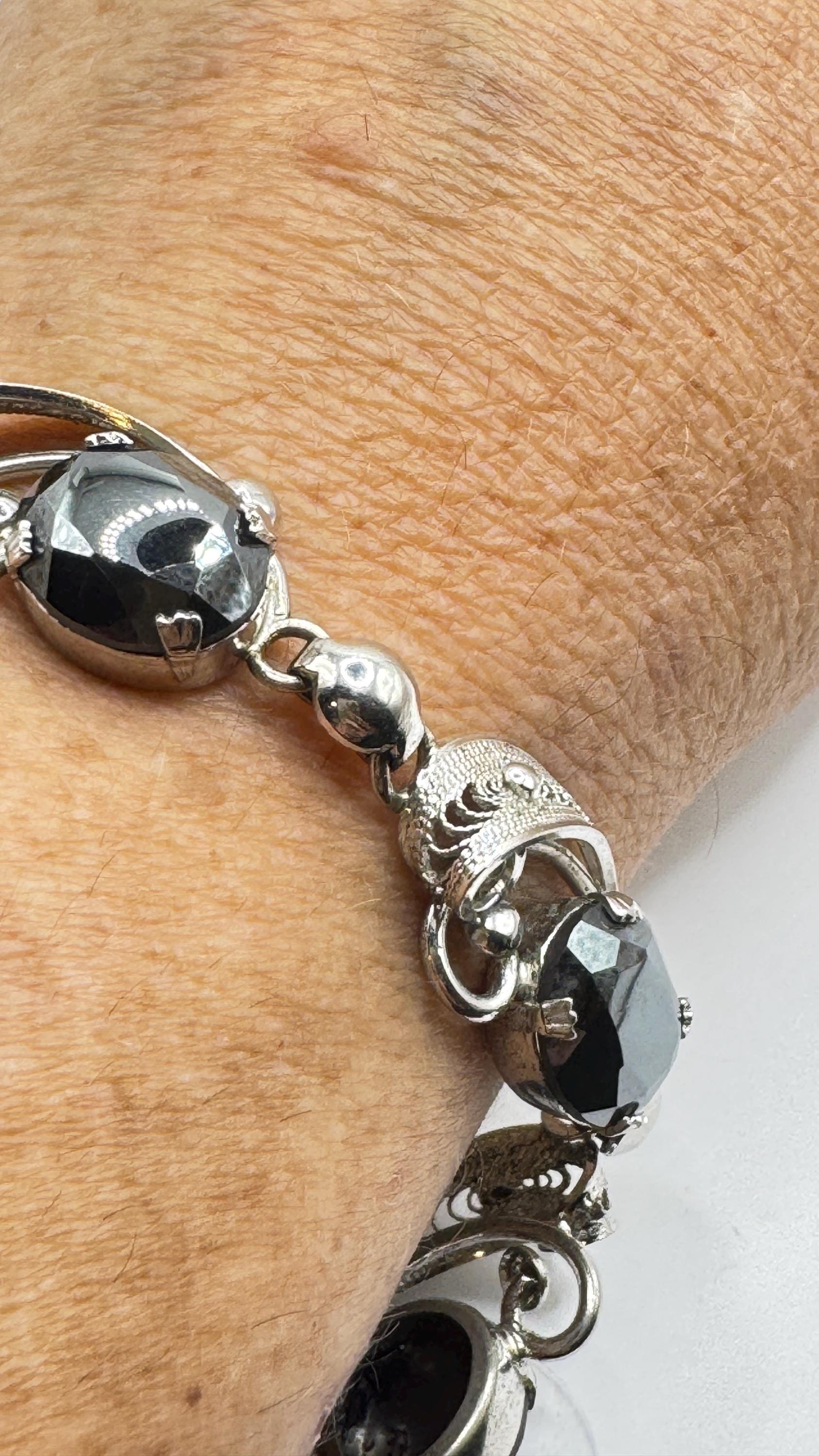 Vintage Hemetite 925 Sterling Silver Bracelet