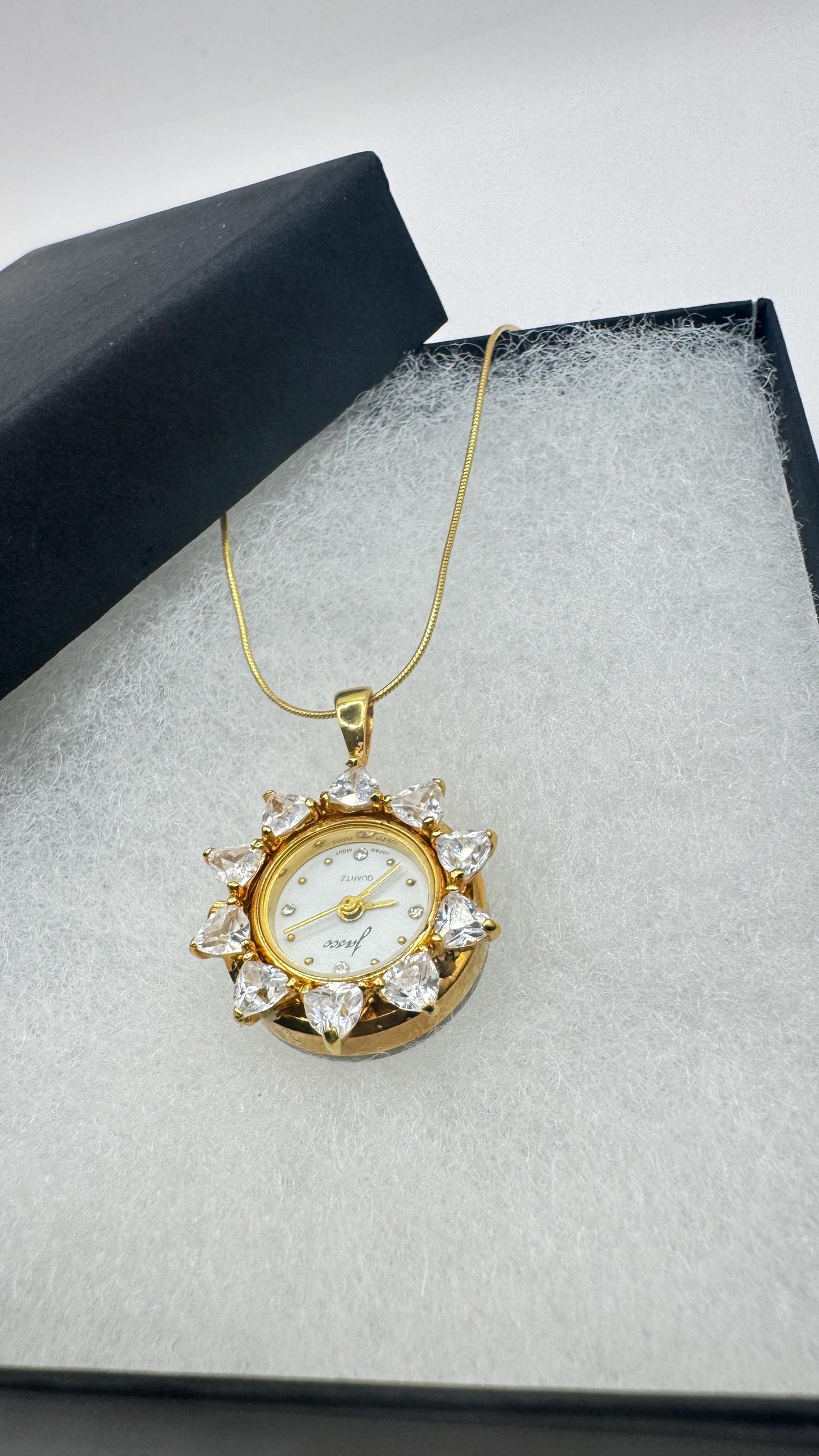 Vintage Watch Necklace 925 Sterling Silver Genuine Gemstone Antique Pendant