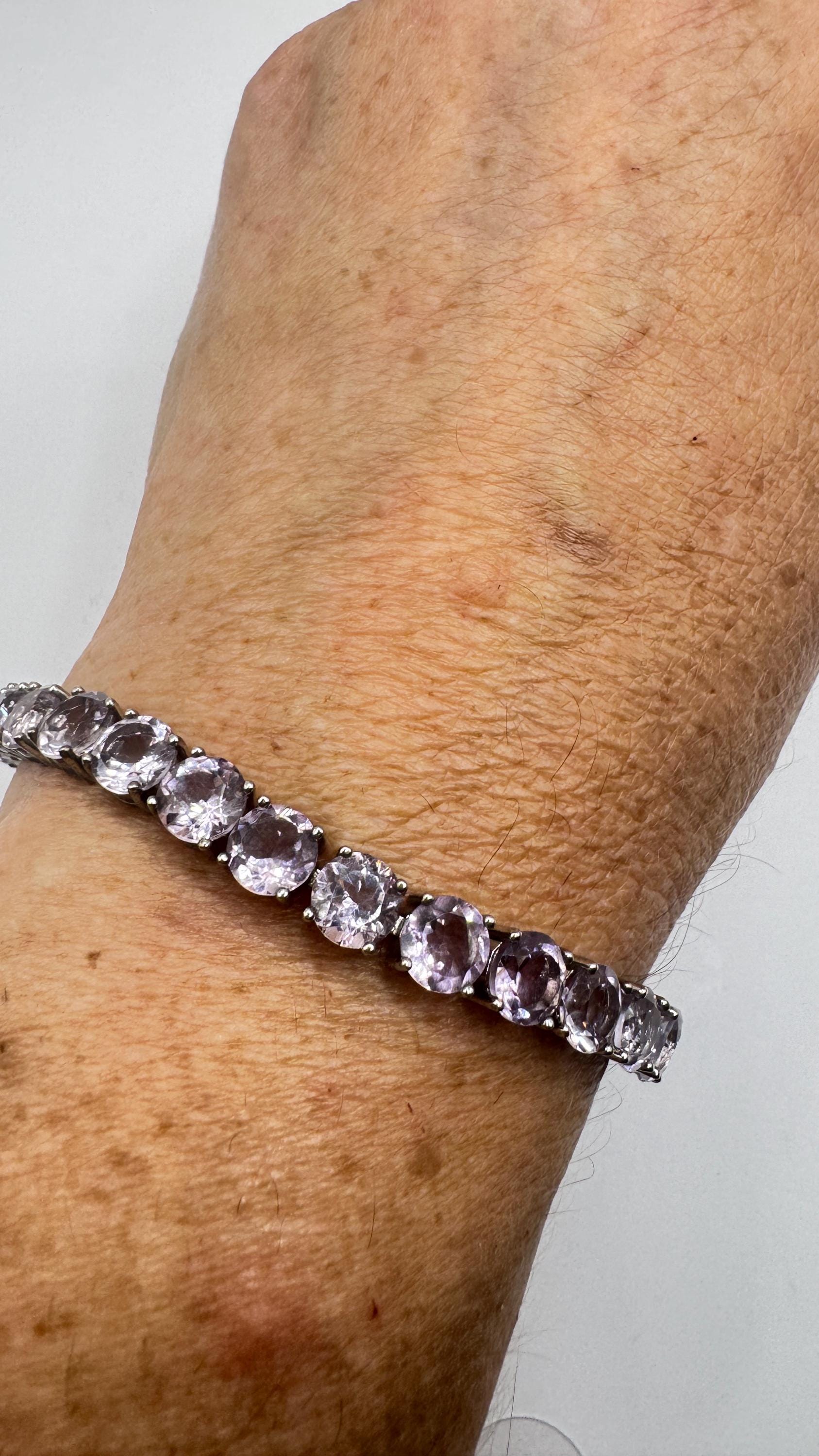 Vintage Purple Amethyst Tennis Bracelet in 925 Sterling Silver
