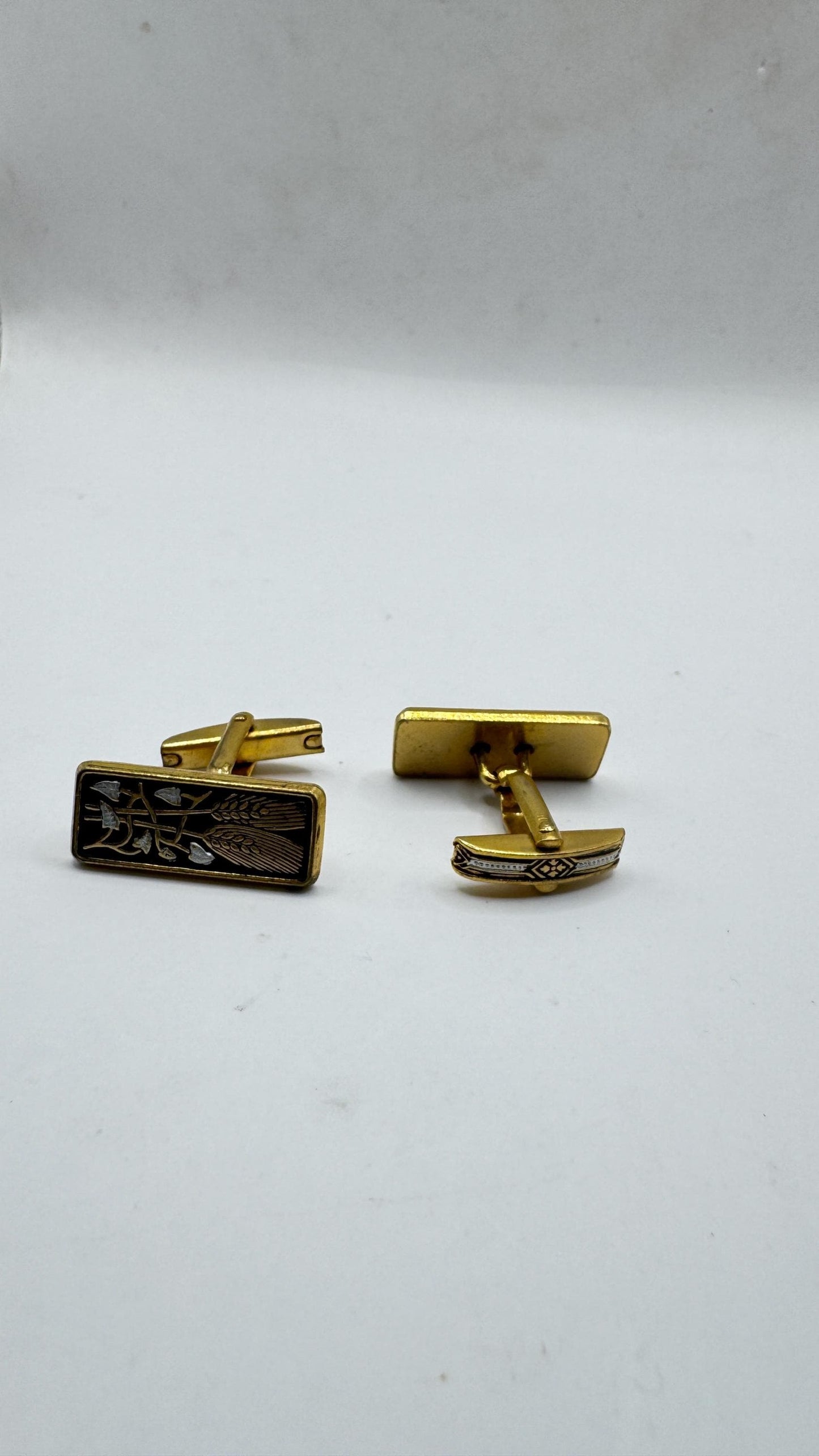 Vintage Gold Damascine Cuff links Gold Filled