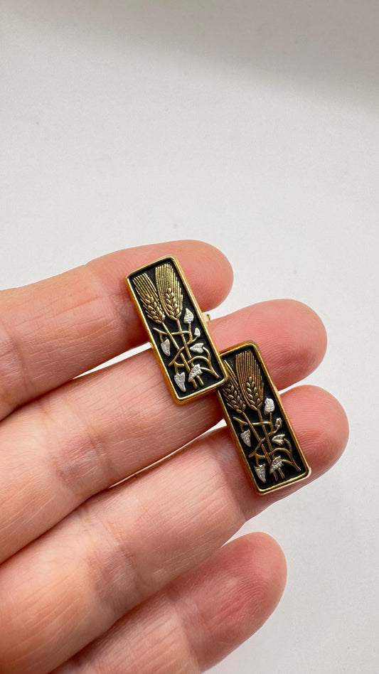 Vintage Gold Damascine Cuff links Gold Filled
