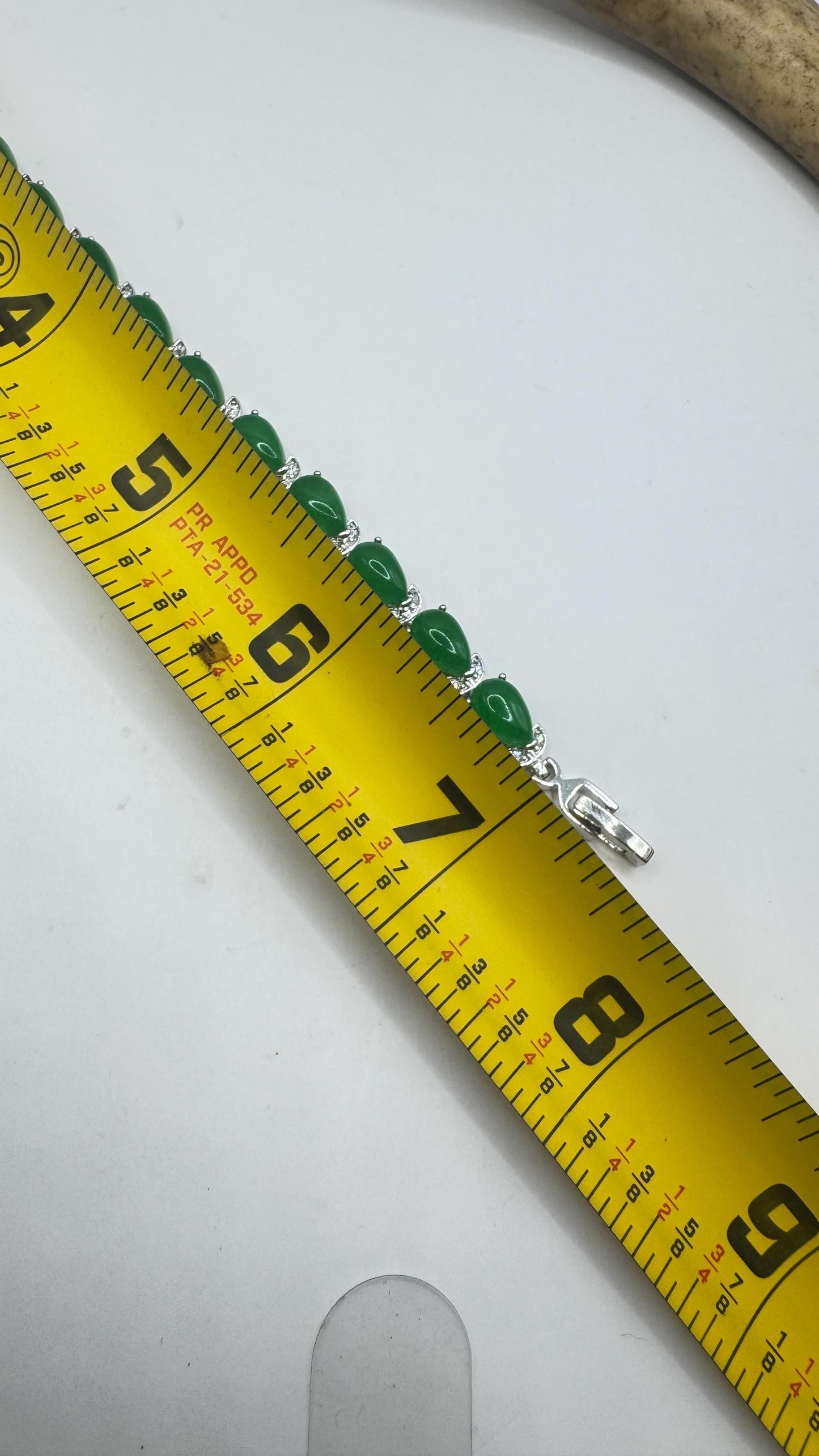 Vintage Green Jade Bracelet Golden Bronze