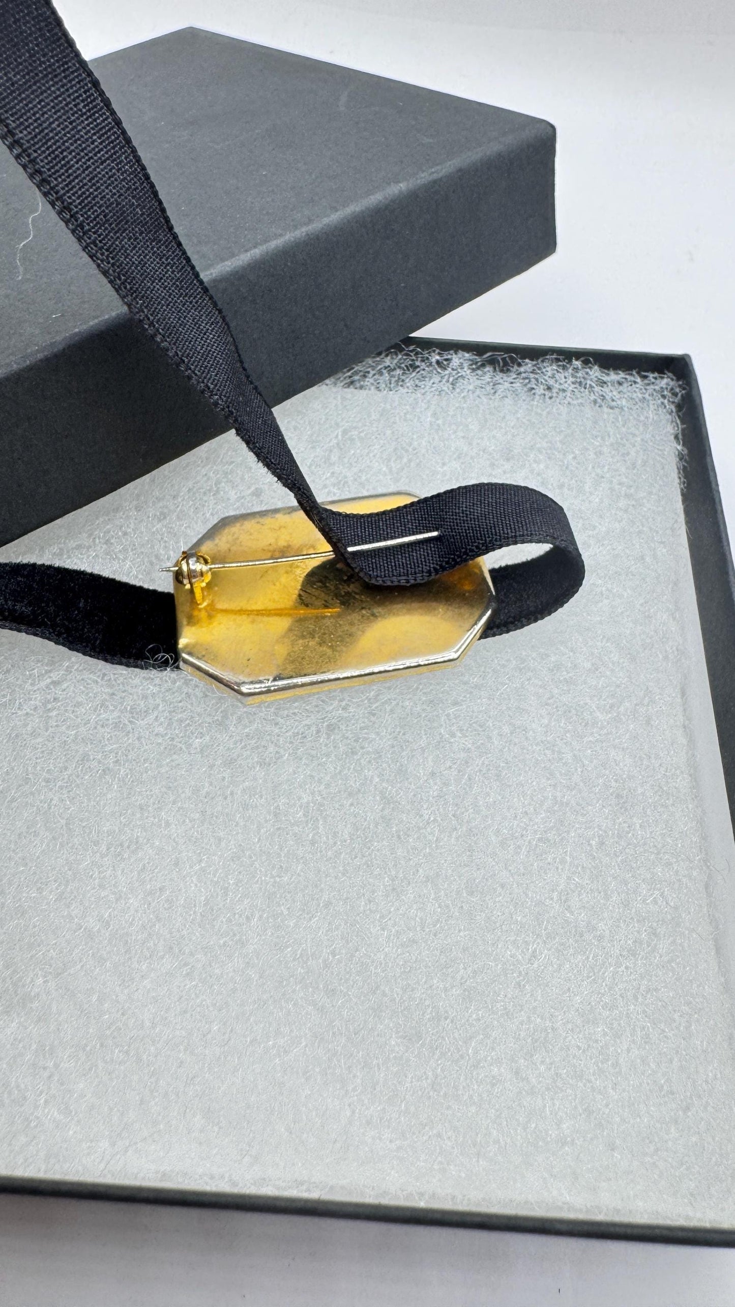 Vintage Gold Damascine Choker Gold Filled Choker Pin Brooch