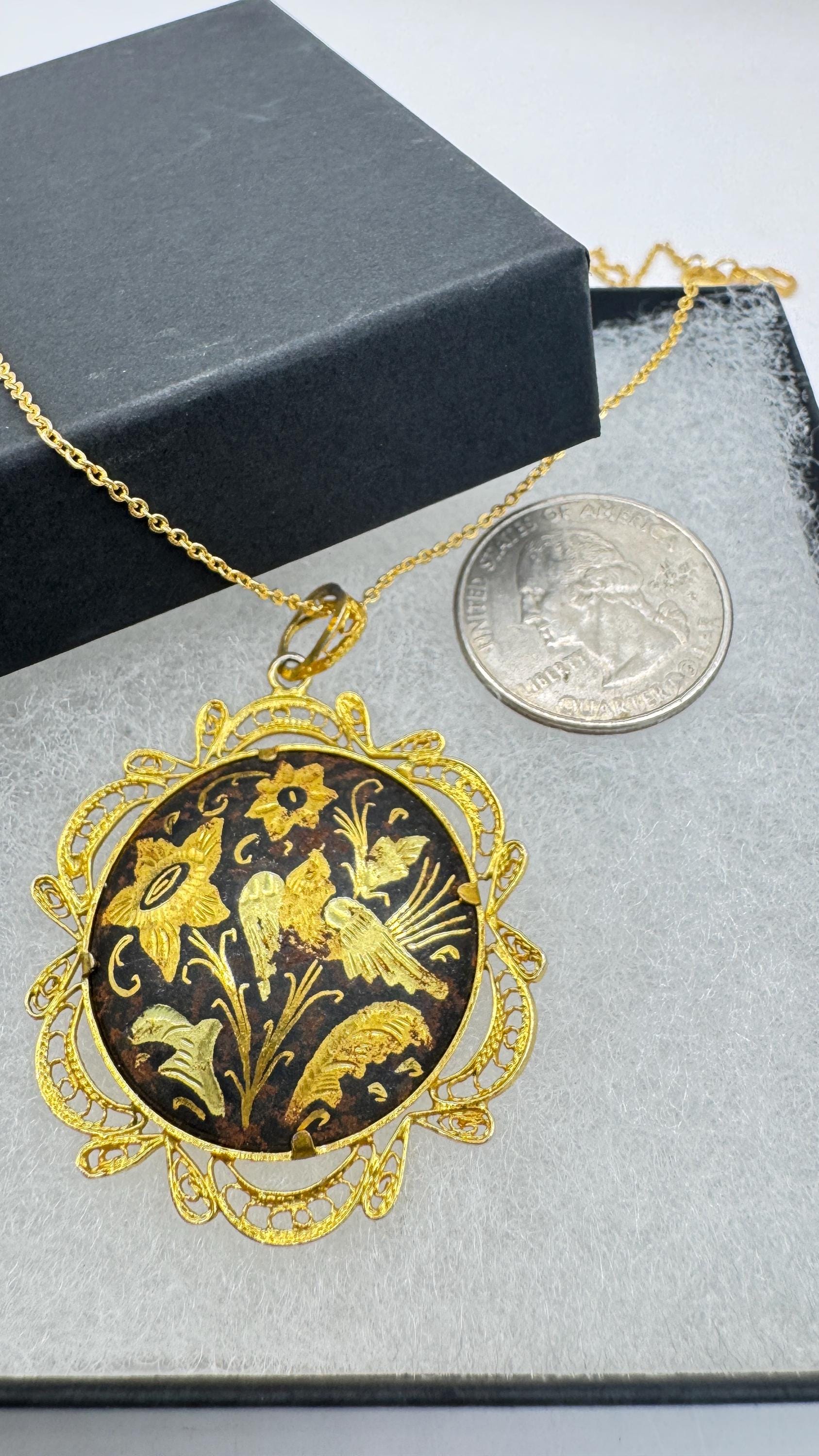 Vintage Gold Damascine Choker Gold Filled Necklace