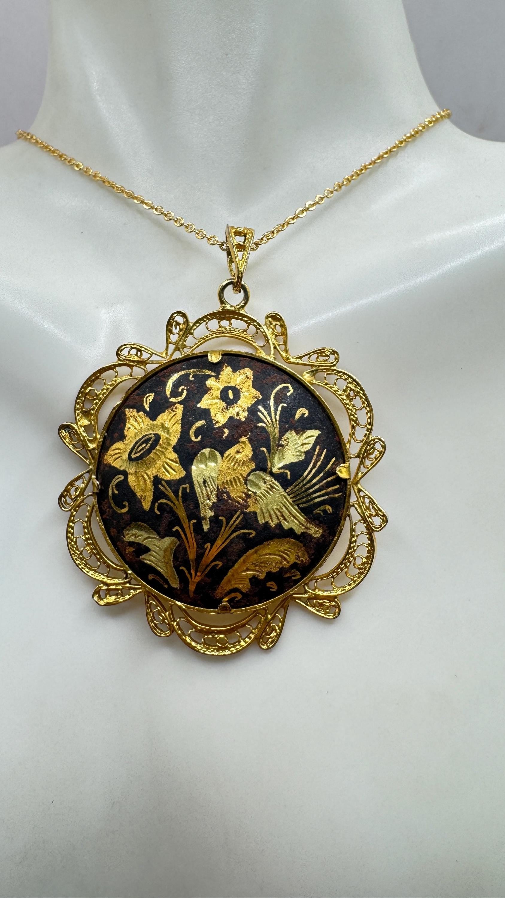 Vintage Gold Damascine Choker Gold Filled Necklace