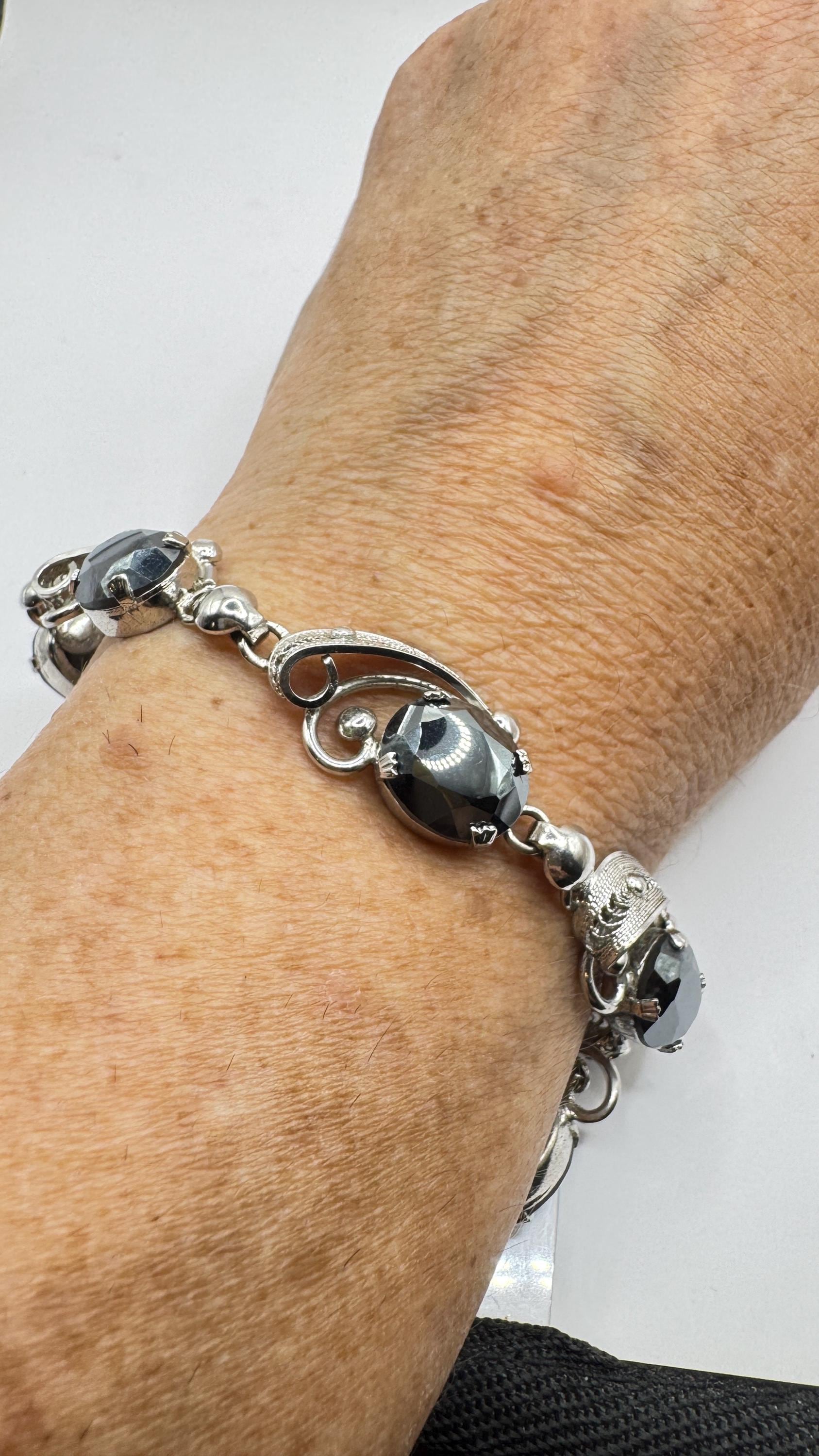 Vintage Hemetite 925 Sterling Silver Bracelet