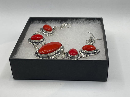 Vintage Coral Red Toggle Bracelet
