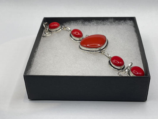 Vintage Coral Red Toggle Bracelet