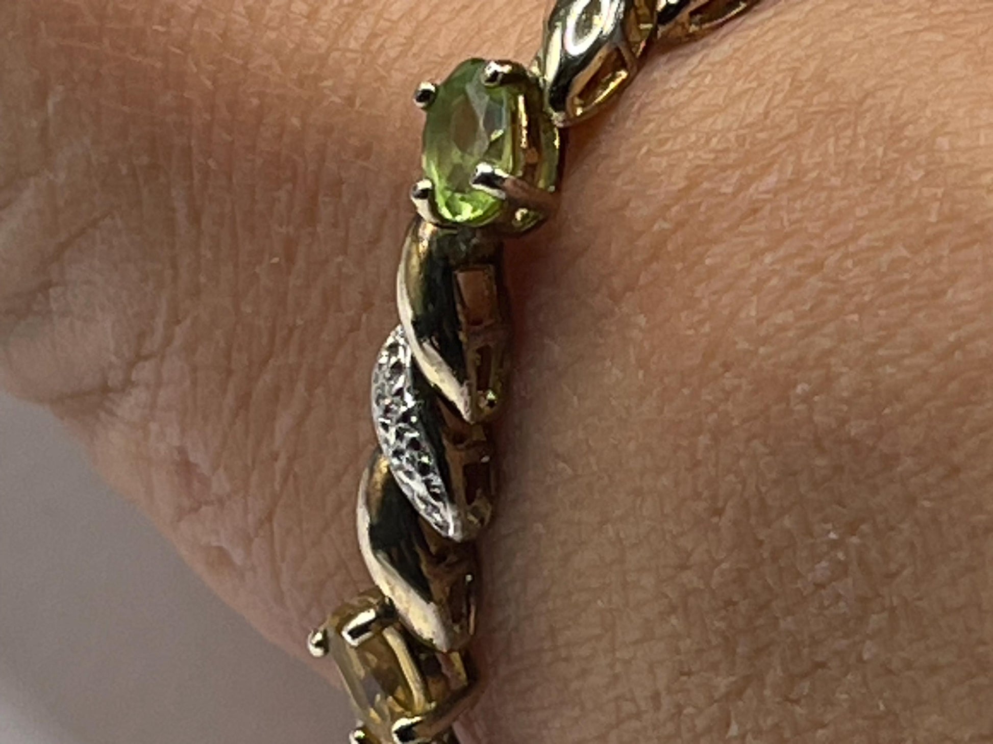 Vintage Mixed Gemstones Gold 925 Sterling Silver Bracelet