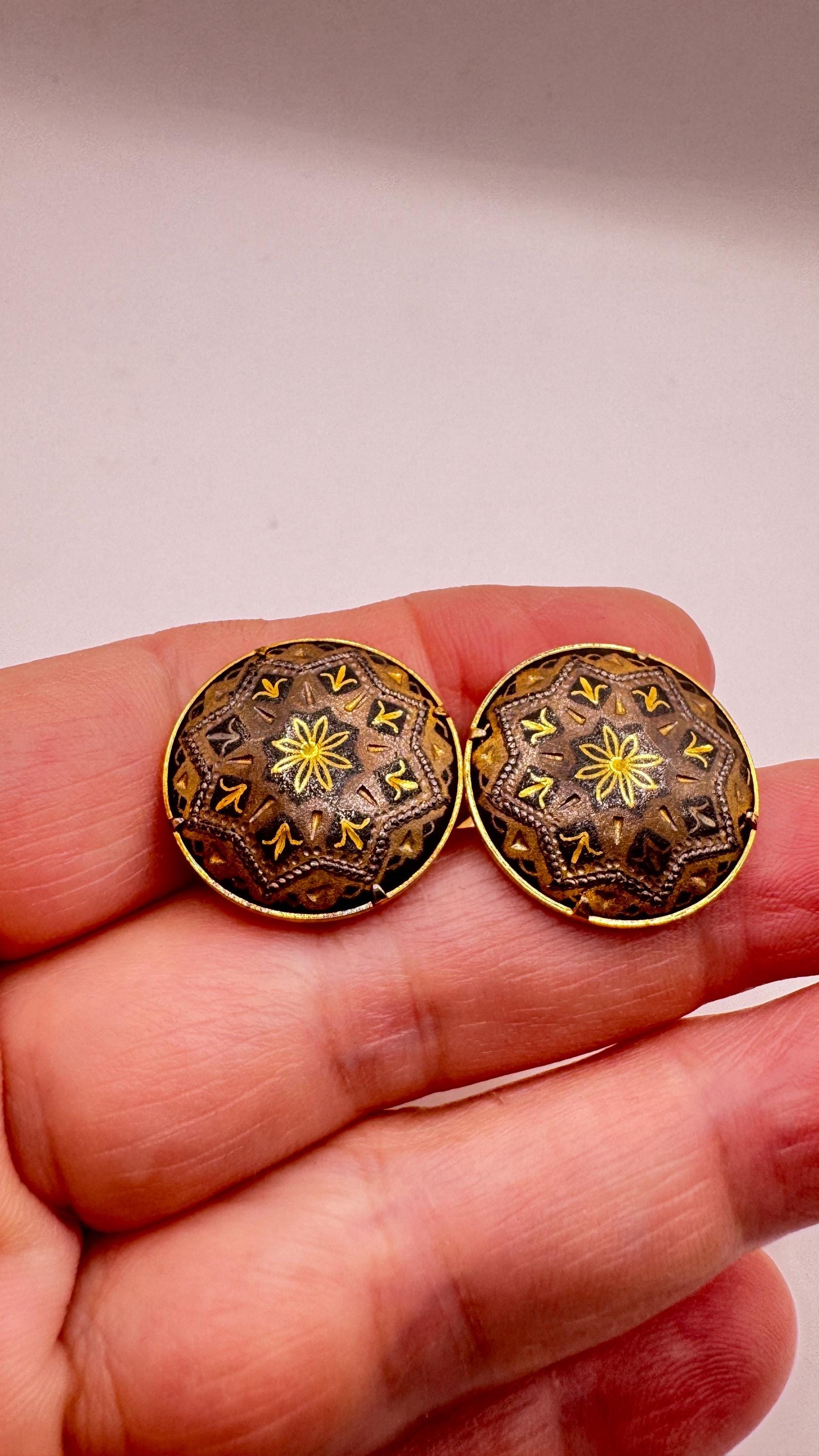 Vintage Gold Damascine Choker Gold Filled Choker Pin Brooch