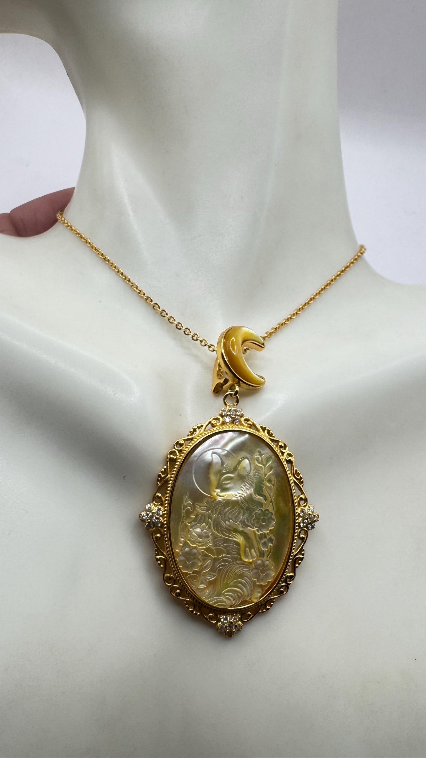 Vintage Cameo Cat 925 Sterling Silver Necklace Choker