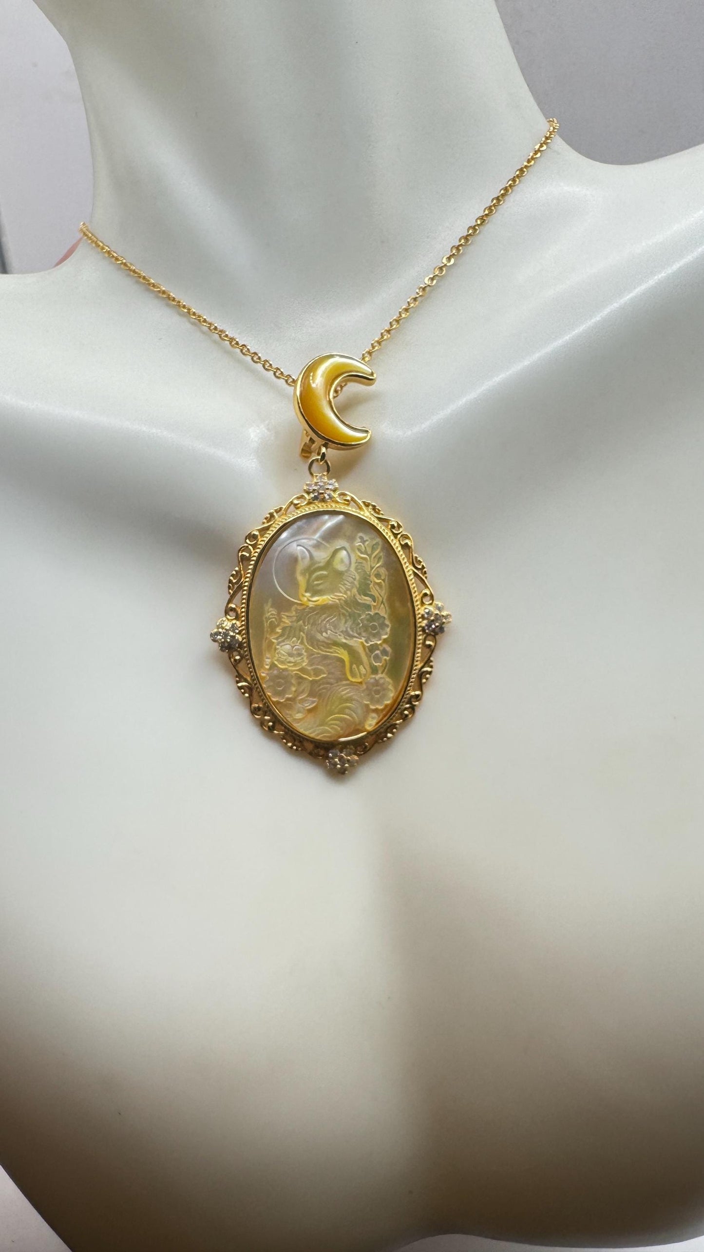Vintage Cameo Cat 925 Sterling Silver Necklace Choker
