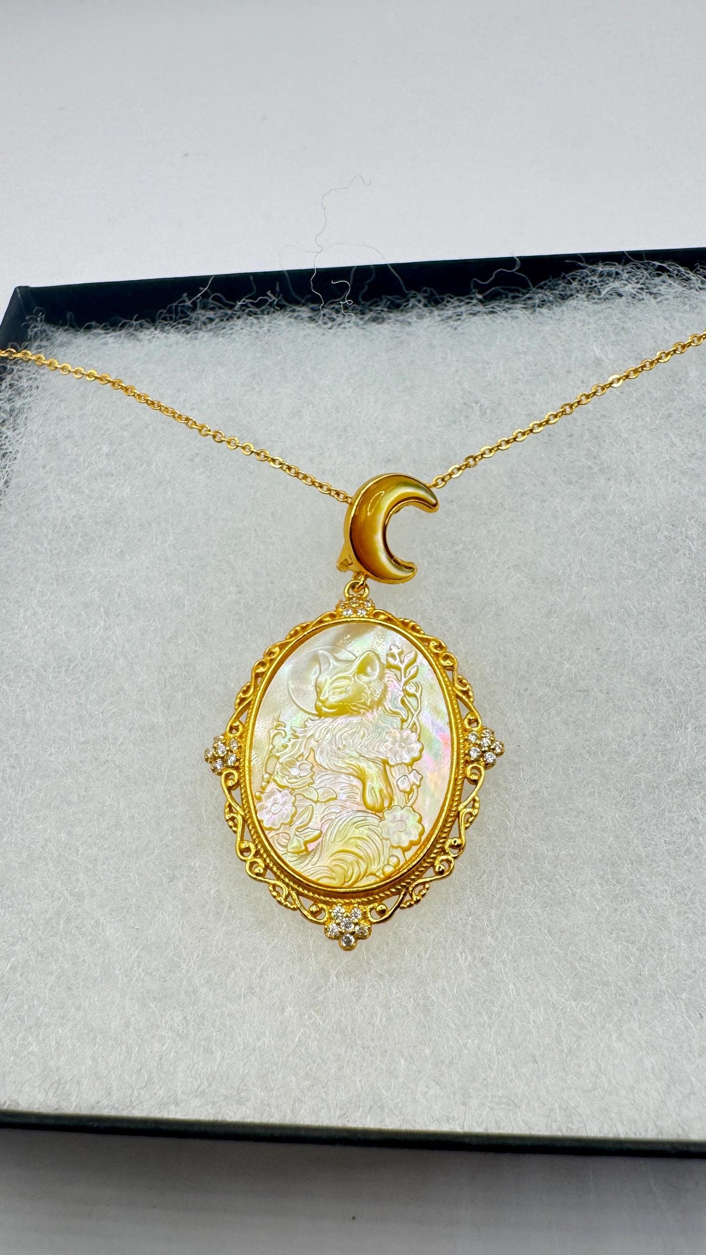 Vintage Cameo Cat 925 Sterling Silver Necklace Choker