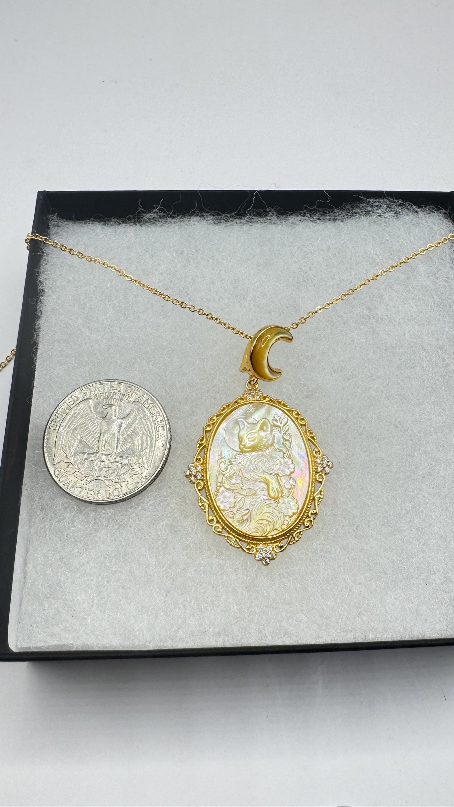 Vintage Cameo Cat 925 Sterling Silver Necklace Choker