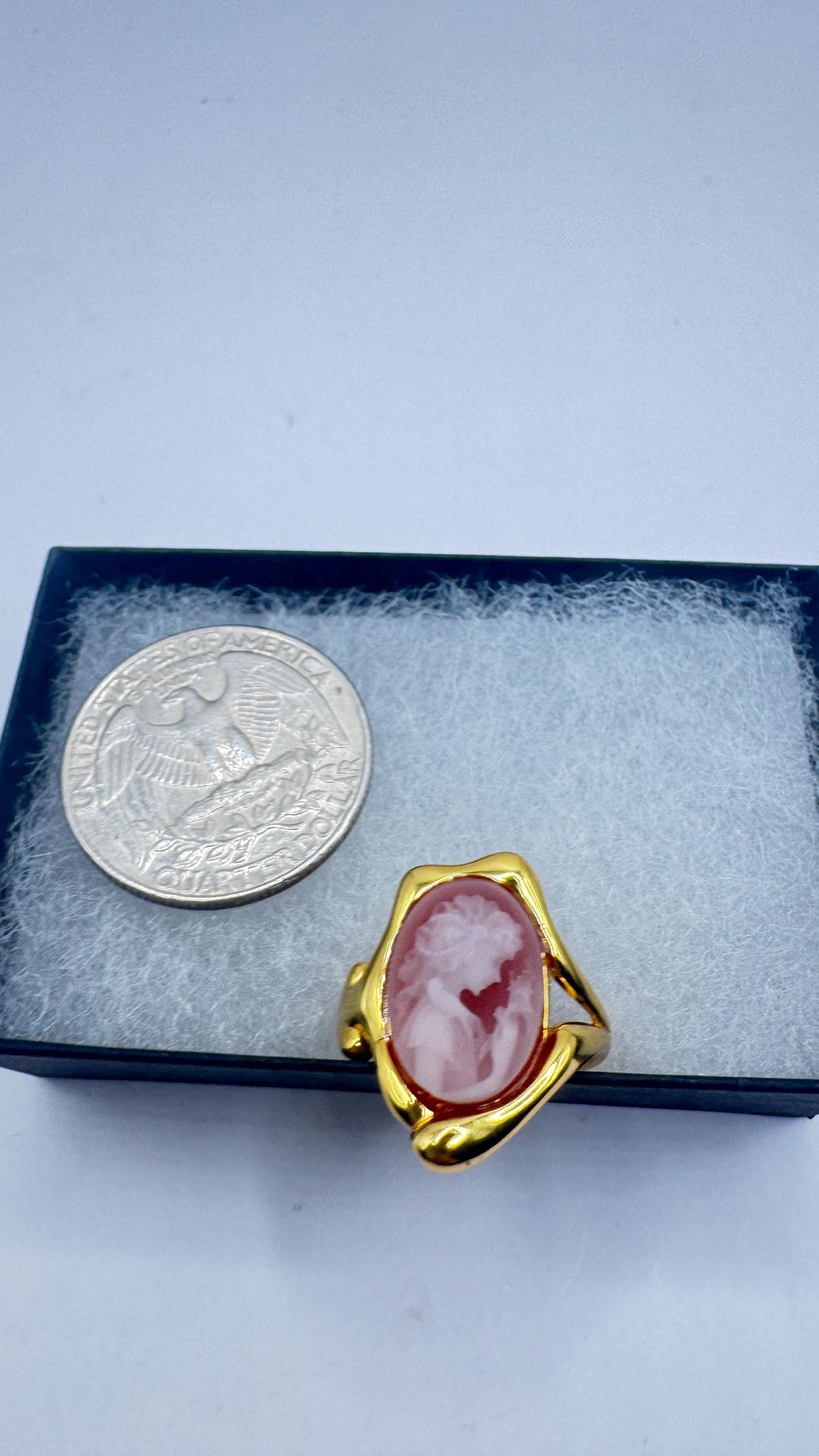 Vintage Cameo 925 Sterling Silver Cocktail Ring