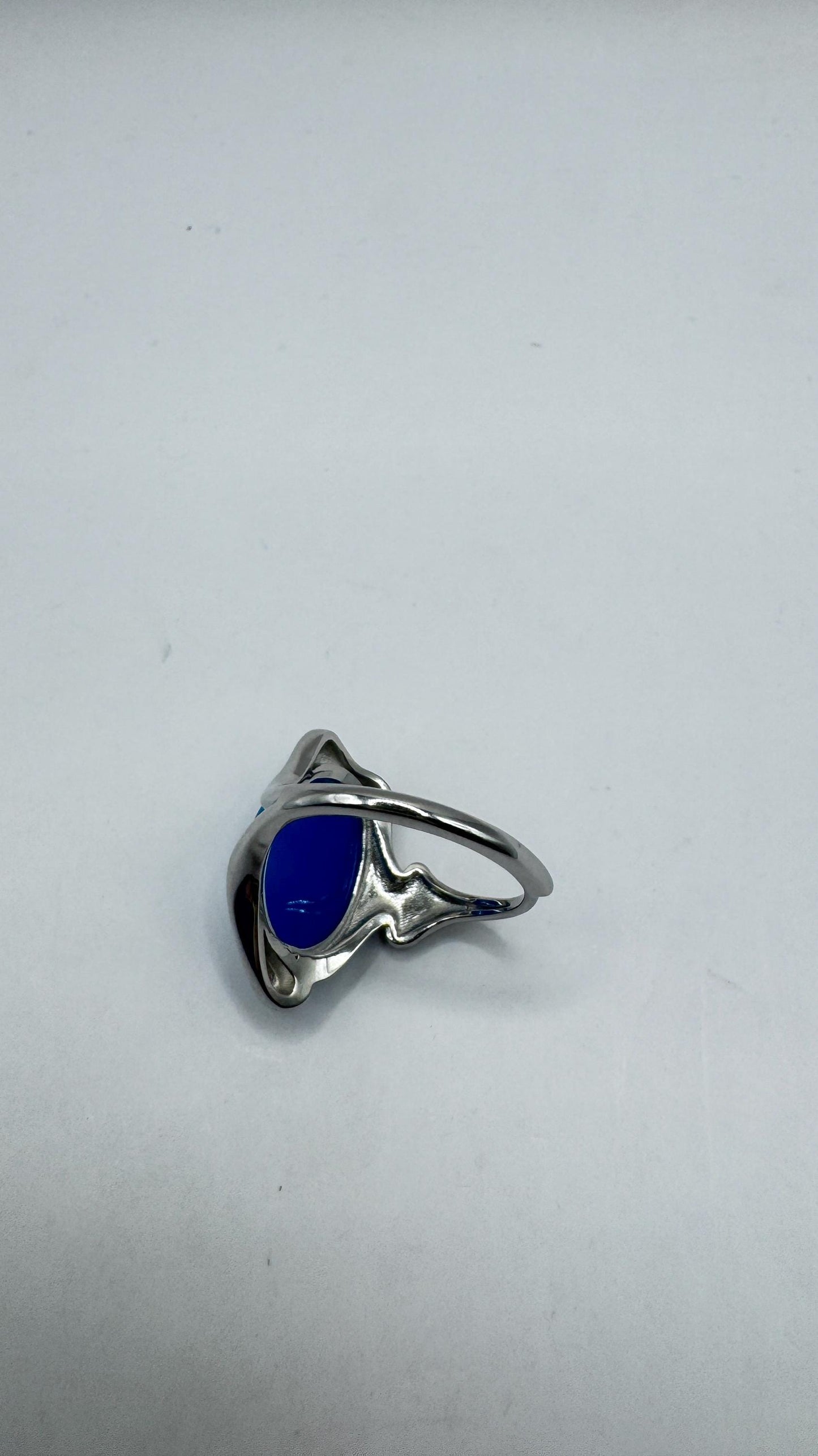 Vintage Blue Onyx Rose Cameo Gold 925 Sterling Silver Cocktail Ring