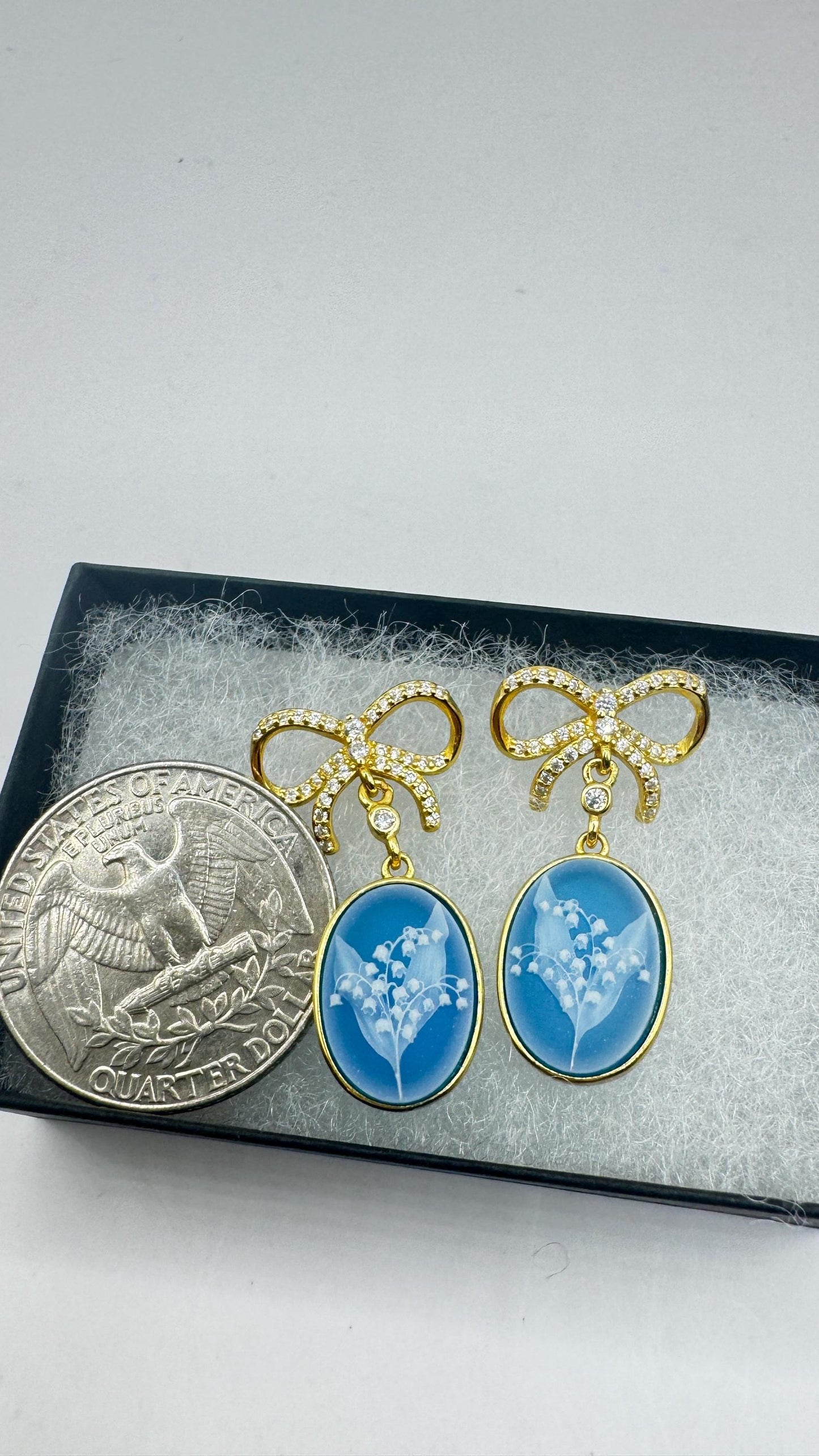 Vintage Cameo Yellow Gold 925 Sterling Silver Earrings