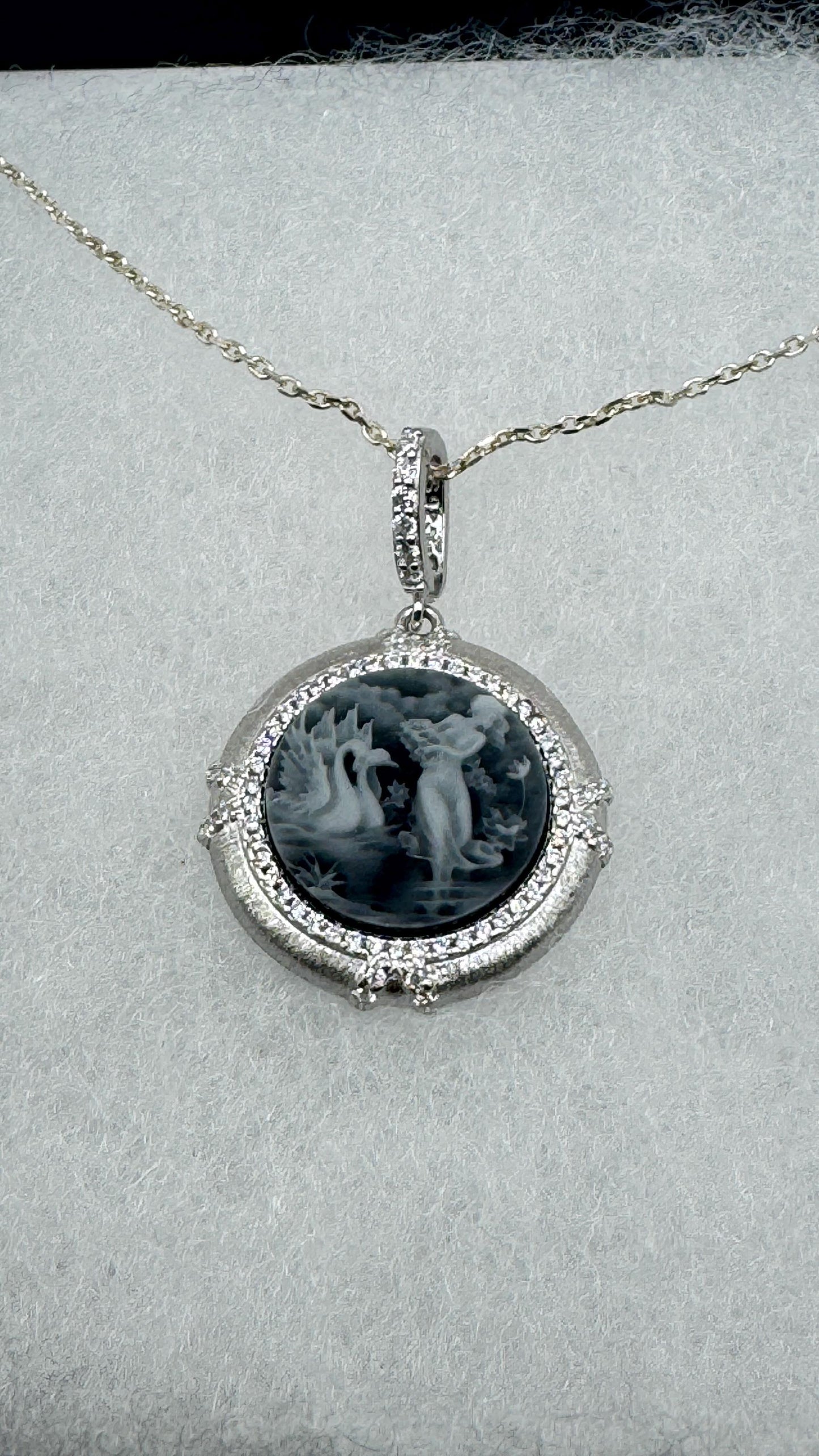 Vintage Ballerina Cameo Flowers 925 Sterling Silver Necklace Choker