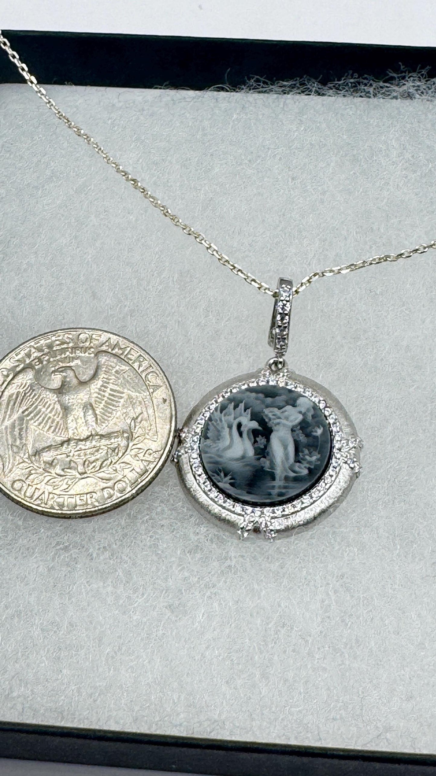 Vintage Ballerina Cameo Flowers 925 Sterling Silver Necklace Choker