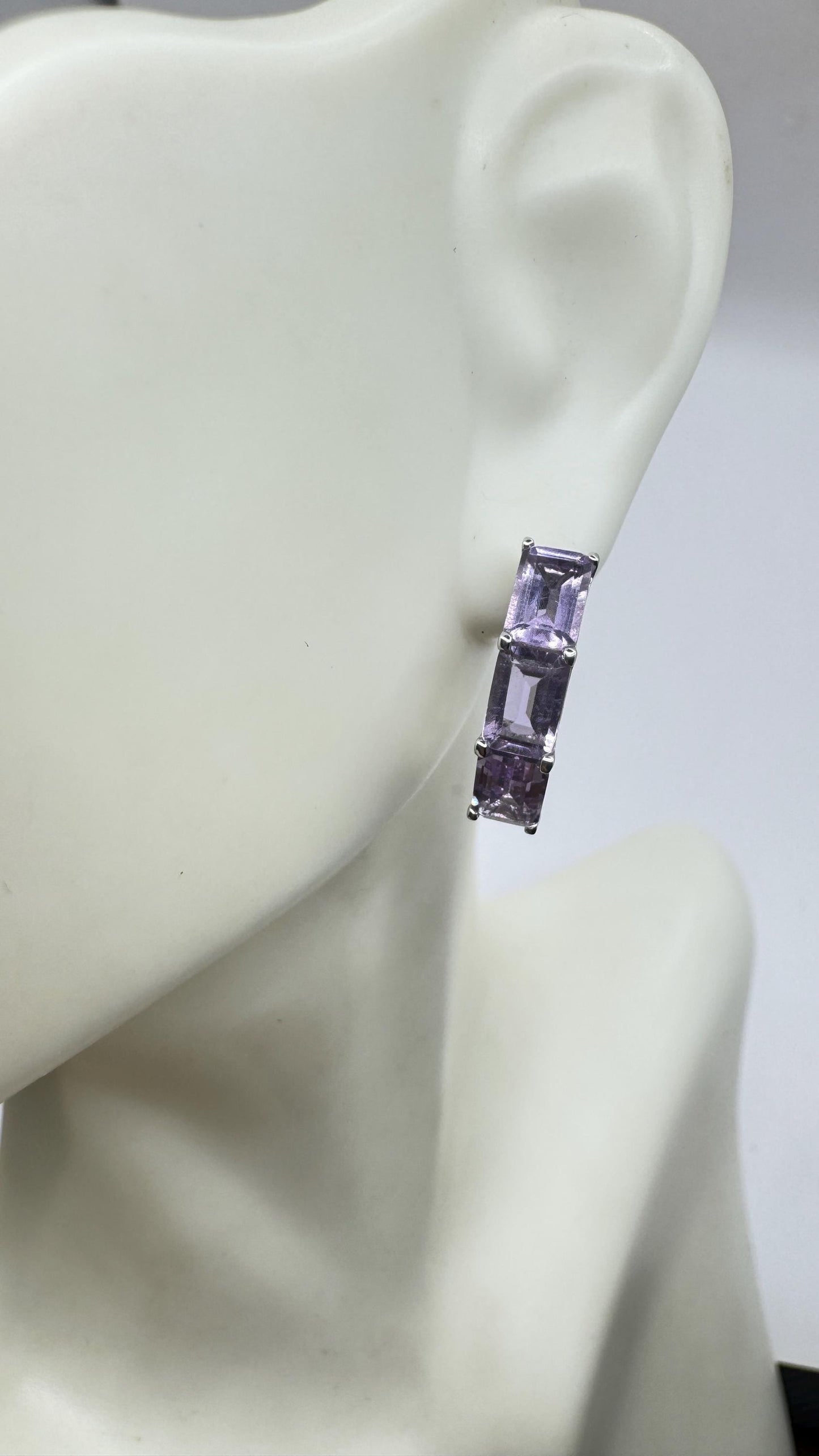 Vintage Purple Amethyst Earrings 925 Sterling Silver Studs
