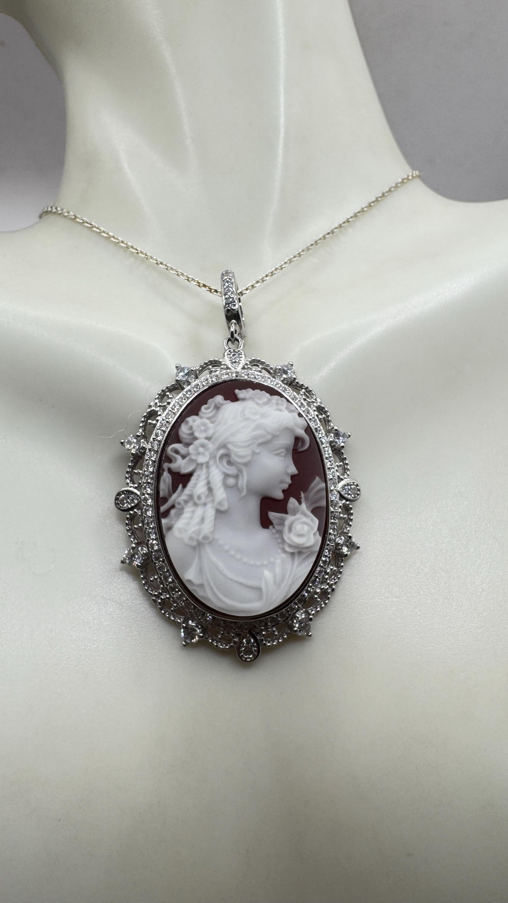 Vintage Onyx Cameo 925 Sterling silver Necklace Choker