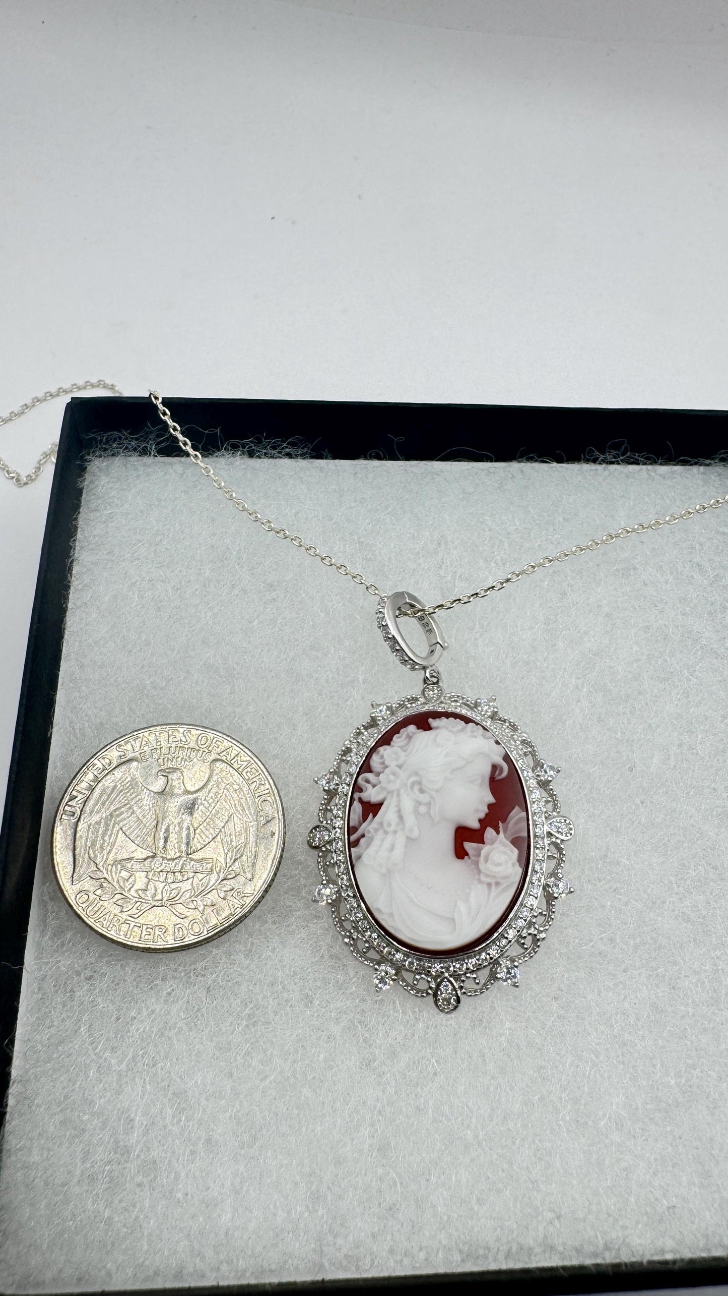 Vintage Onyx Cameo 925 Sterling silver Necklace Choker