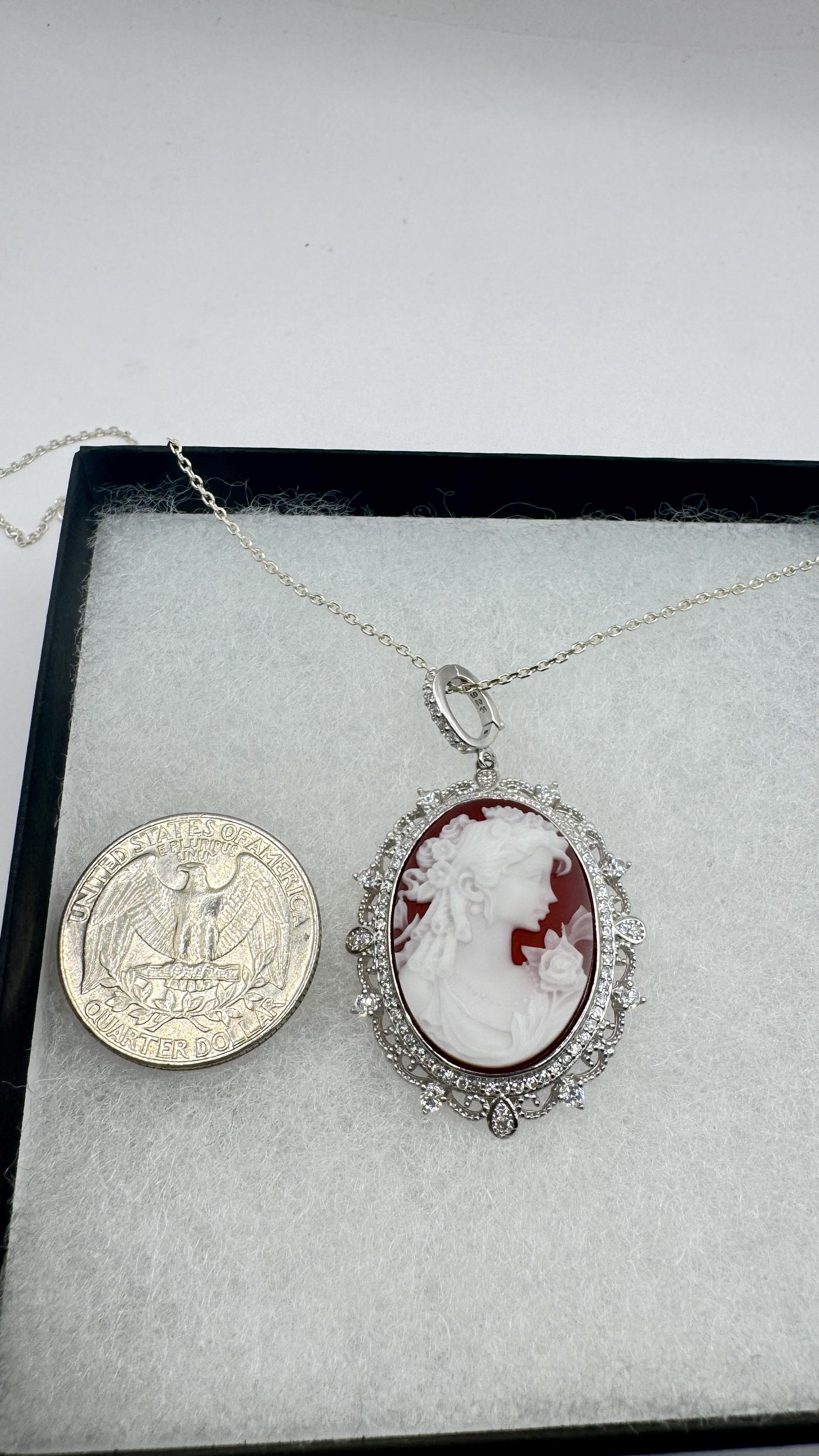 Vintage Onyx Cameo 925 Sterling silver Necklace Choker