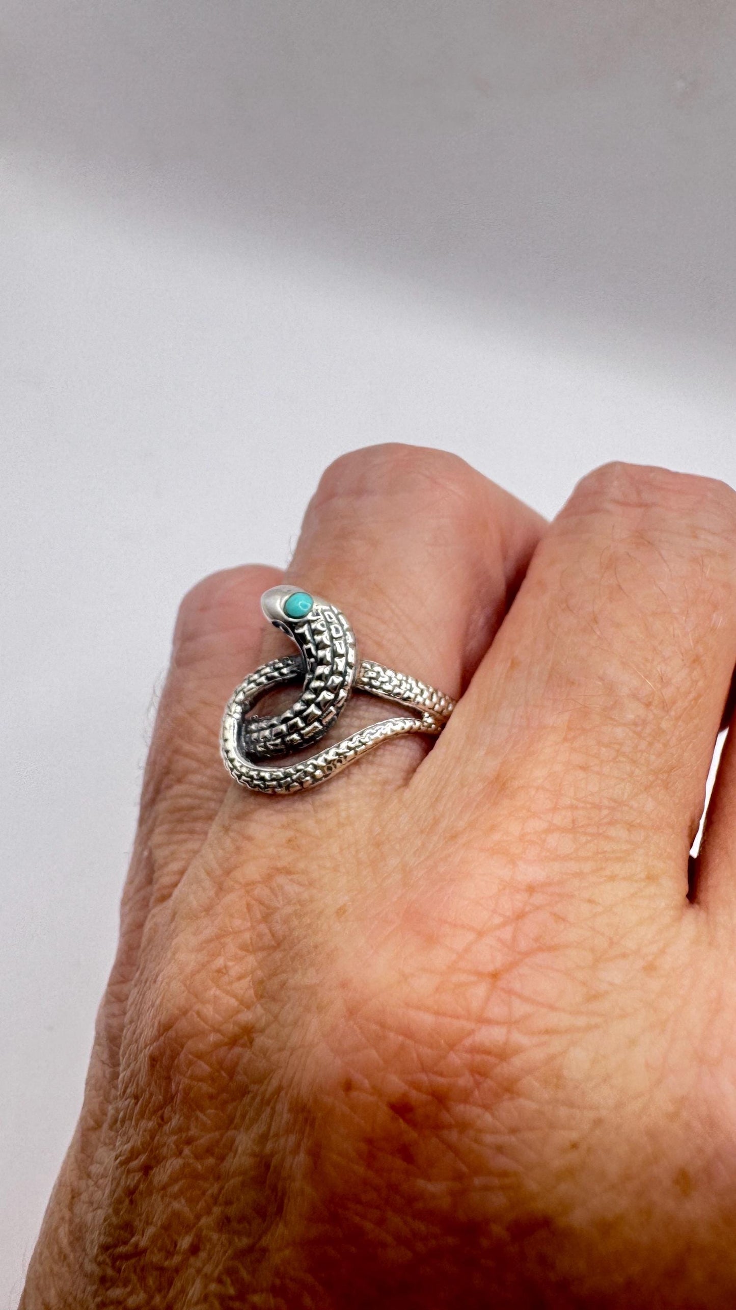 Vintage Turquoise Snake Ring 925 Sterling Silver