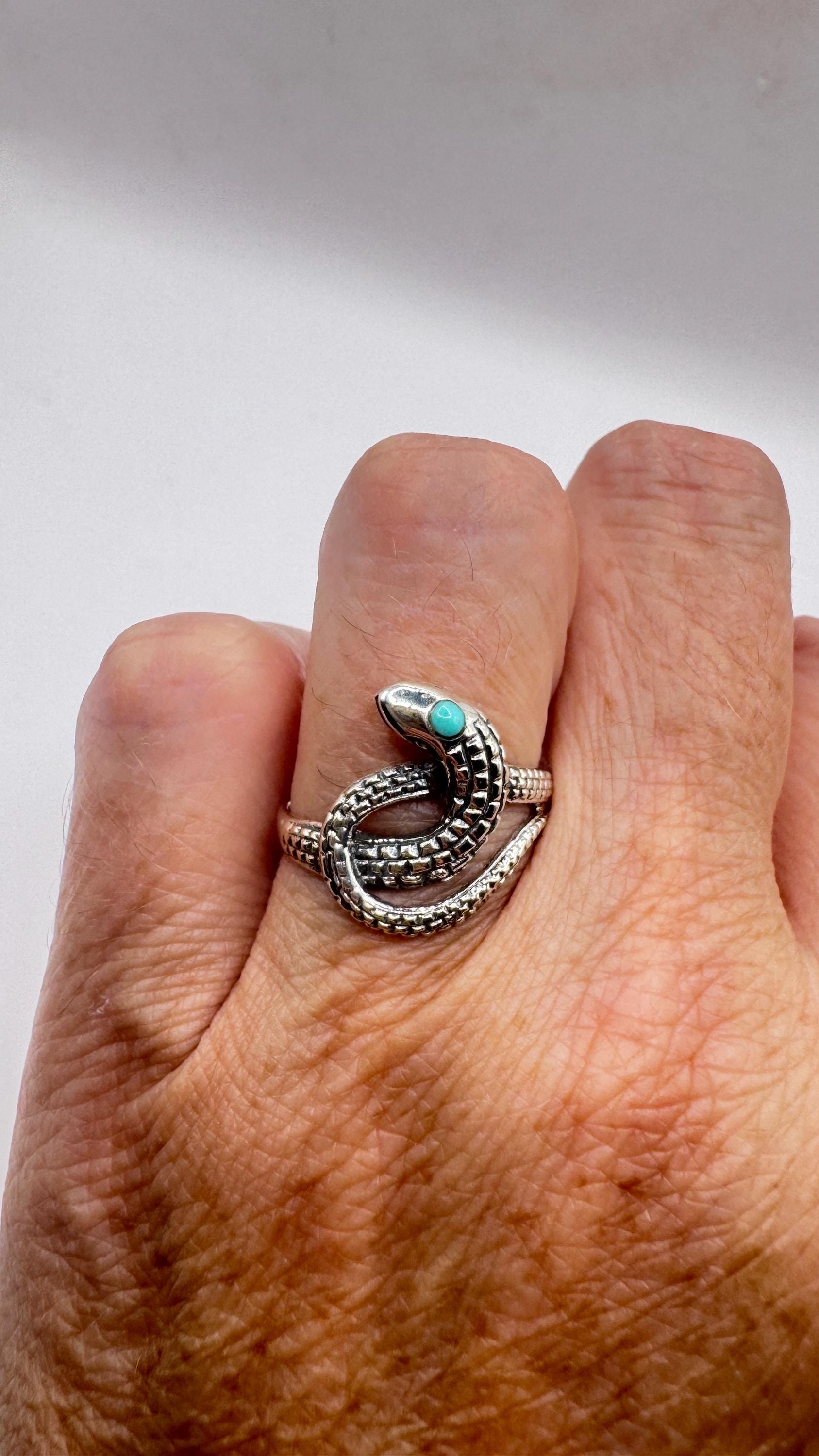 Vintage Turquoise Snake Ring 925 Sterling Silver