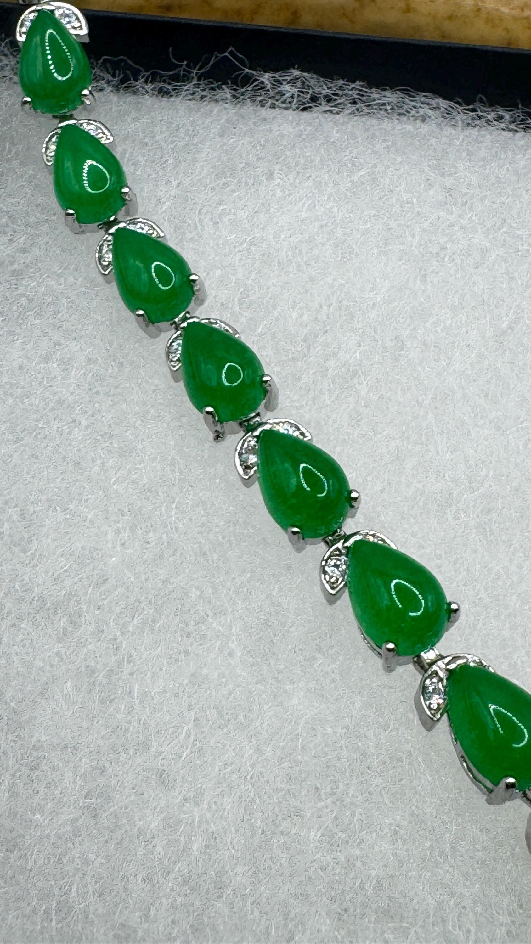 Vintage Green Jade Bracelet Golden Bronze