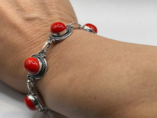Vintage Coral Red Toggle Bracelet