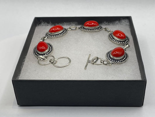 Vintage Coral Red Toggle Bracelet
